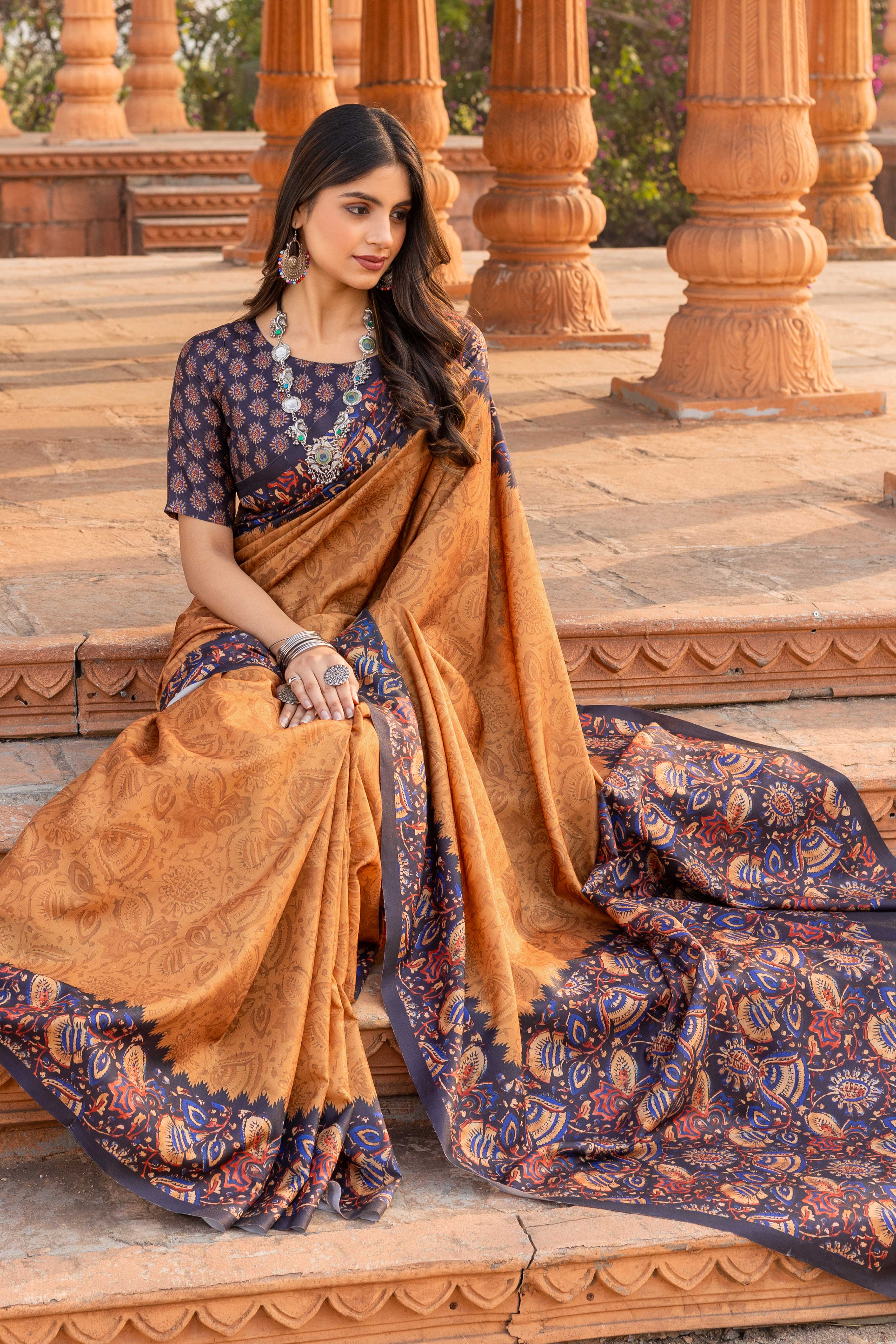 Graceful Mustard Floral Printed Manipuri Cotton Silk Saree Showcasing Timeless Elegance