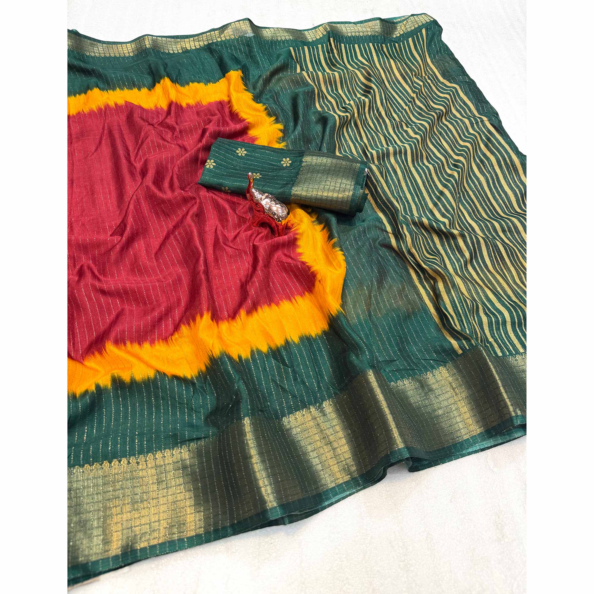 Maroon Dual Tone Woven Dola Silk Saree with Zari Weaving