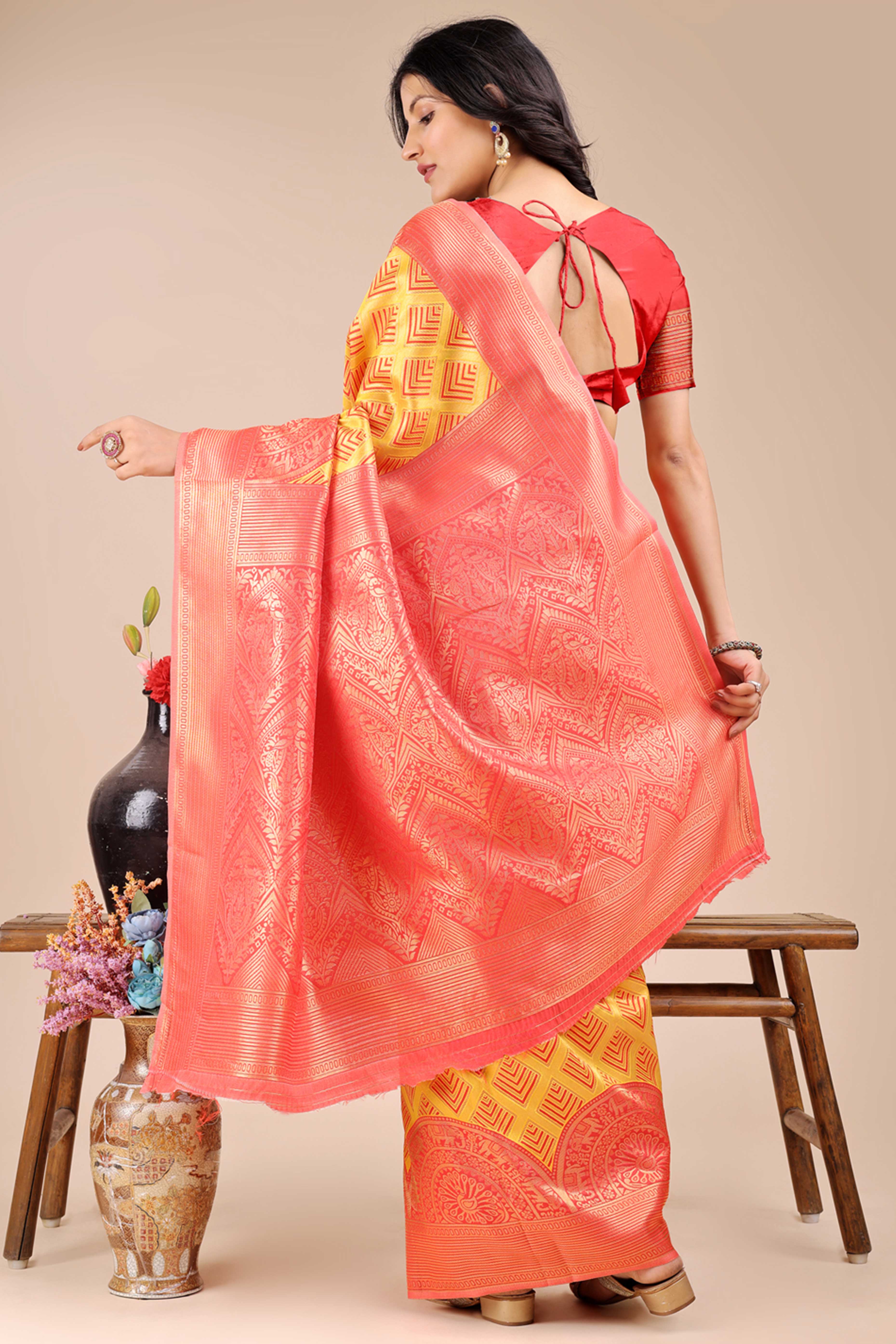 Yellow Zari Woven Banarasi Silk Saree with Luxurious Detailing