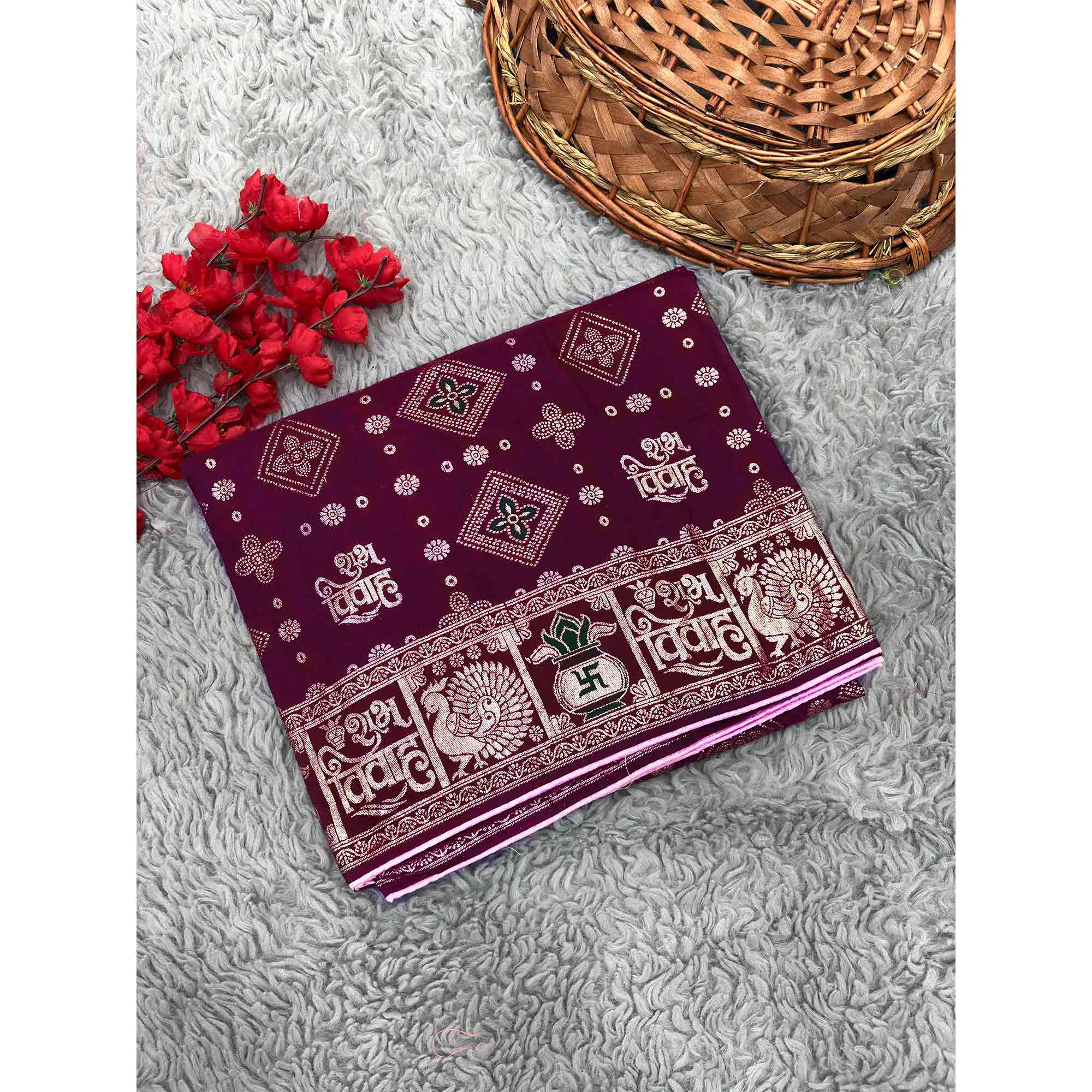 Purple Artistic Meenakari Zari Woven Muslin Soft Saree with Smooth Fall