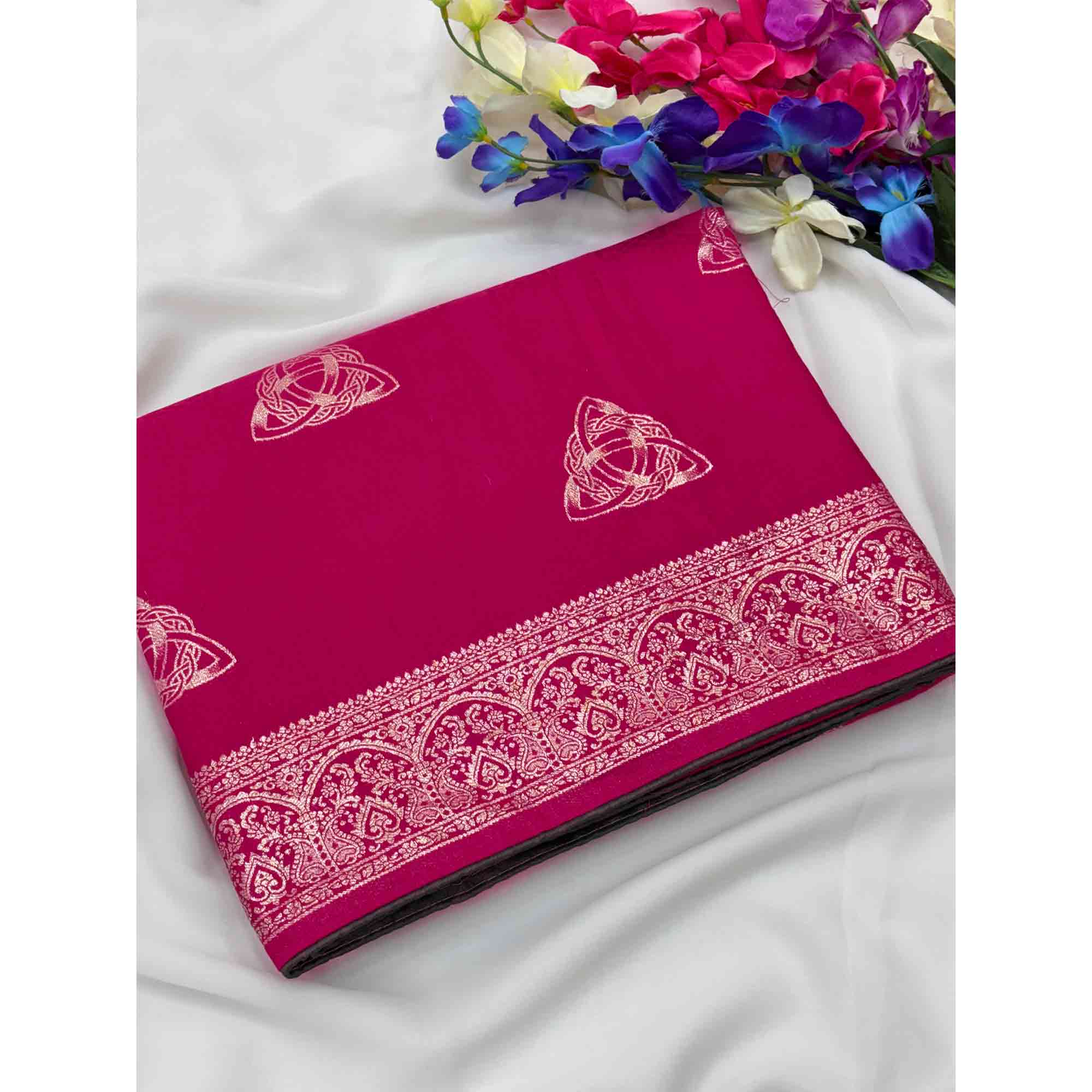 Pink Festive Wear Muslin Soft Saree Enriched with Intricate Meenakari Zari Designs
