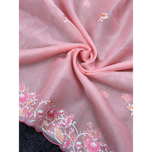 Pink Handwoven Kota Doria Saree Featuring Rich Gota Work for a Festive Look