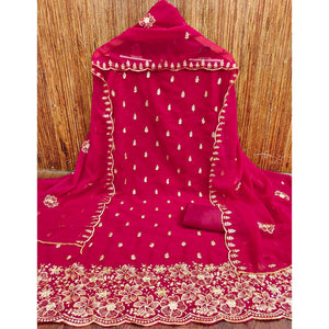 Pink Floral Sequins Embroidered Georgette Dress Material