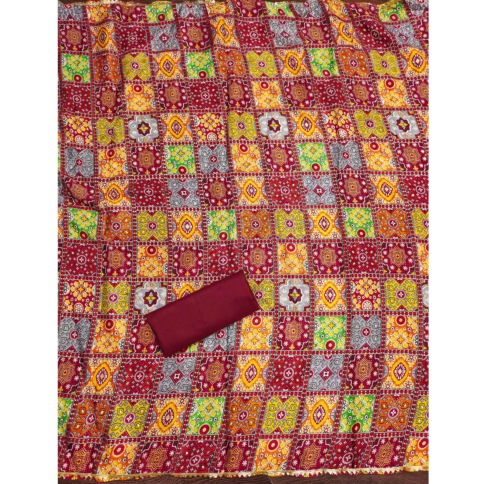 Stylish Pink Cotton Blend Dress Material Enriched With Floral Embroidery & Sequins Work