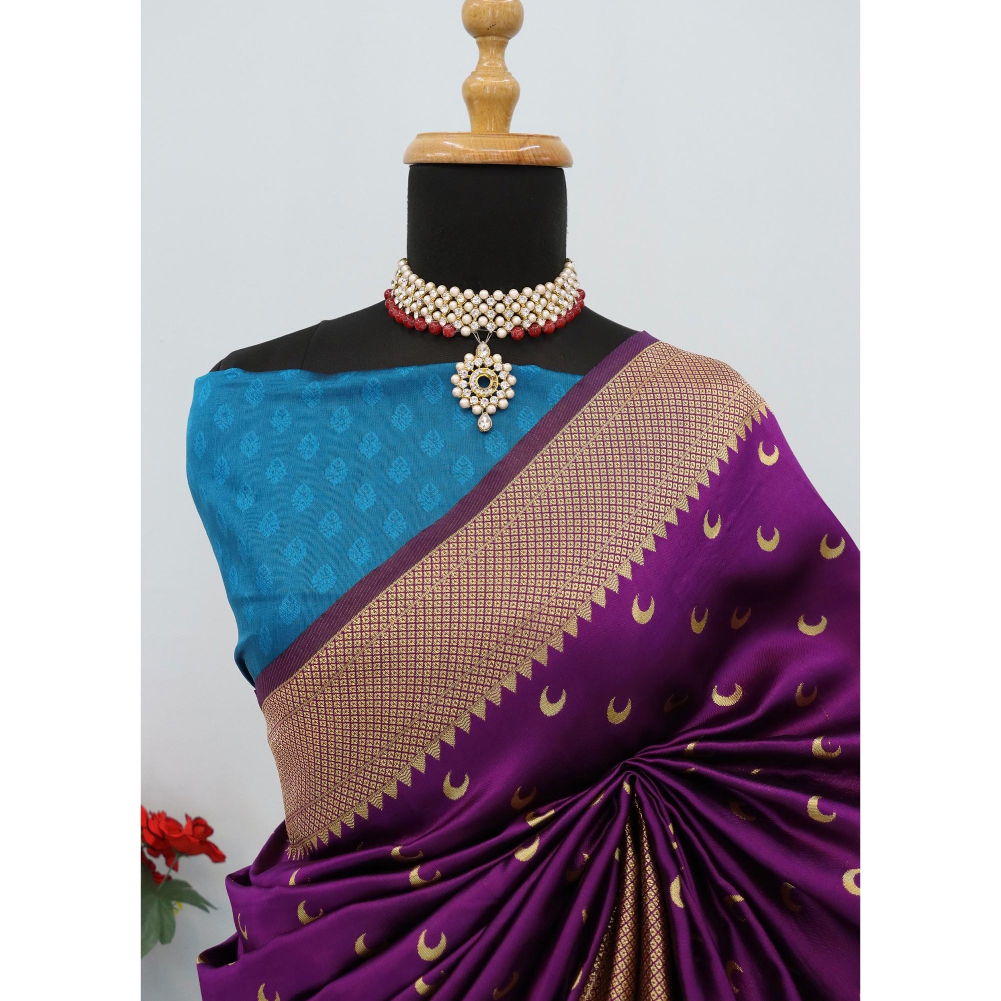 Purple Woven Pure Silk Chandrakor Paithani Saree