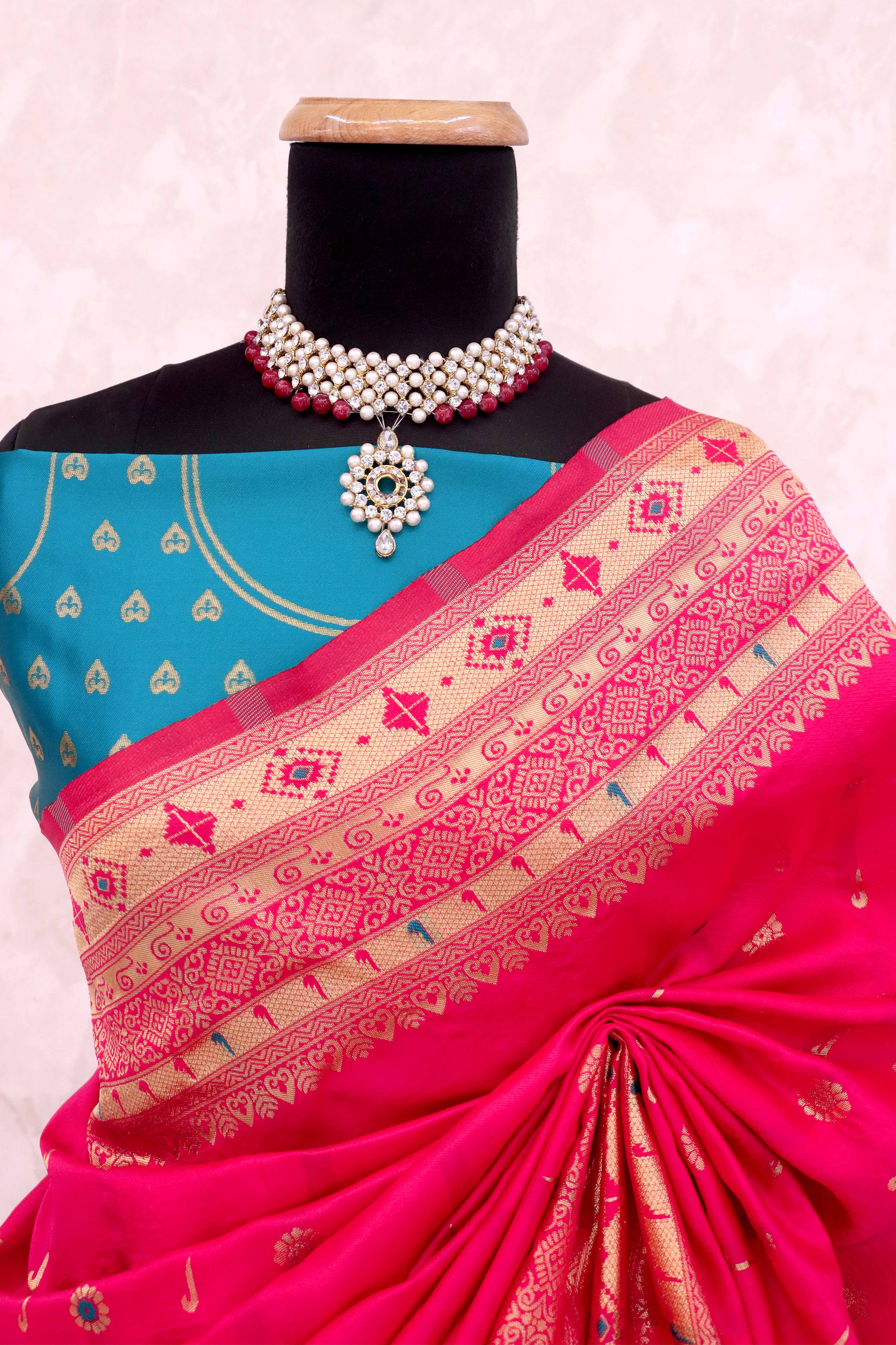 Pink Pure Silk Paithani Saree With Intricate Floral Zari Weaving