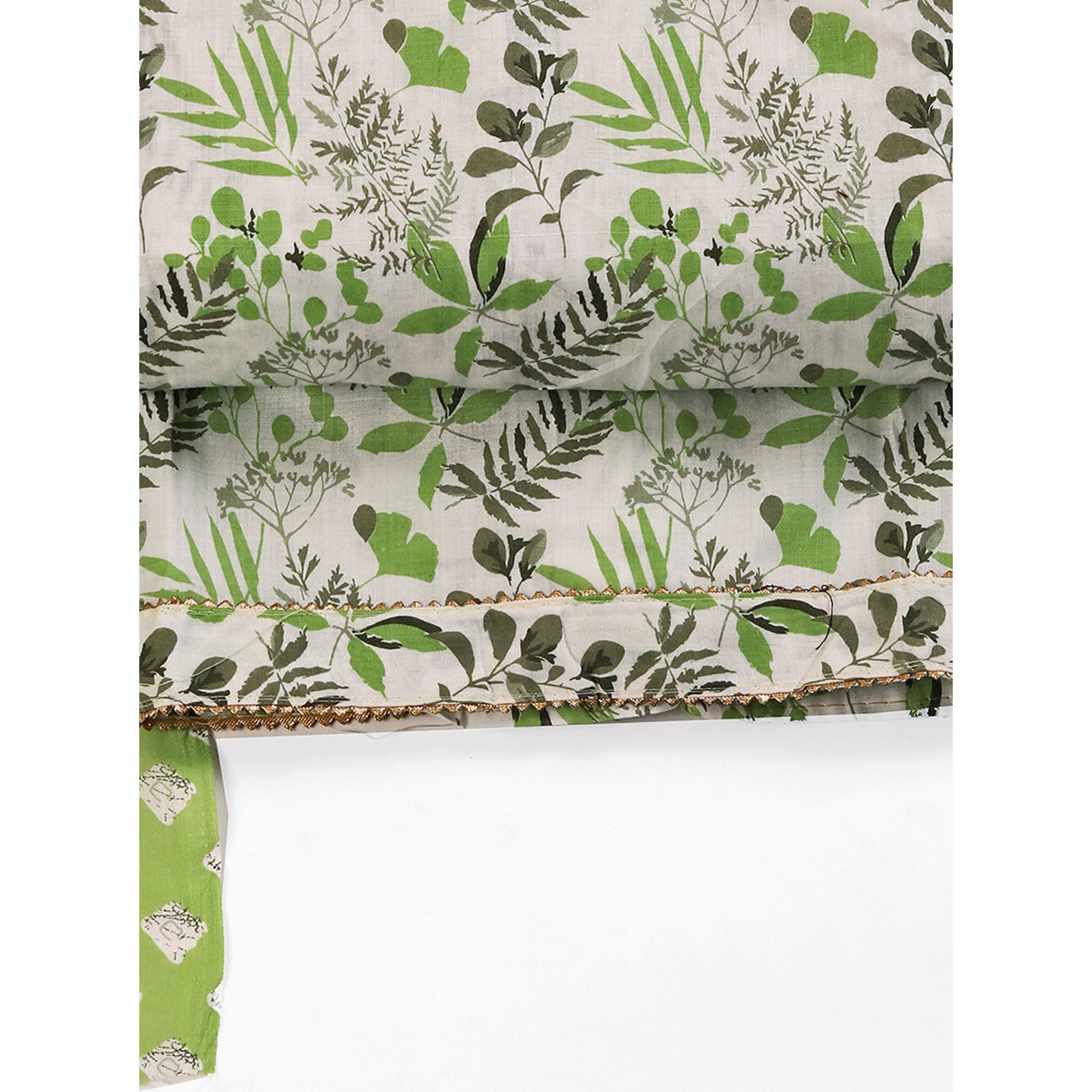 Floral Motifs on Green Pure Cotton Dress Material for Effortless Style