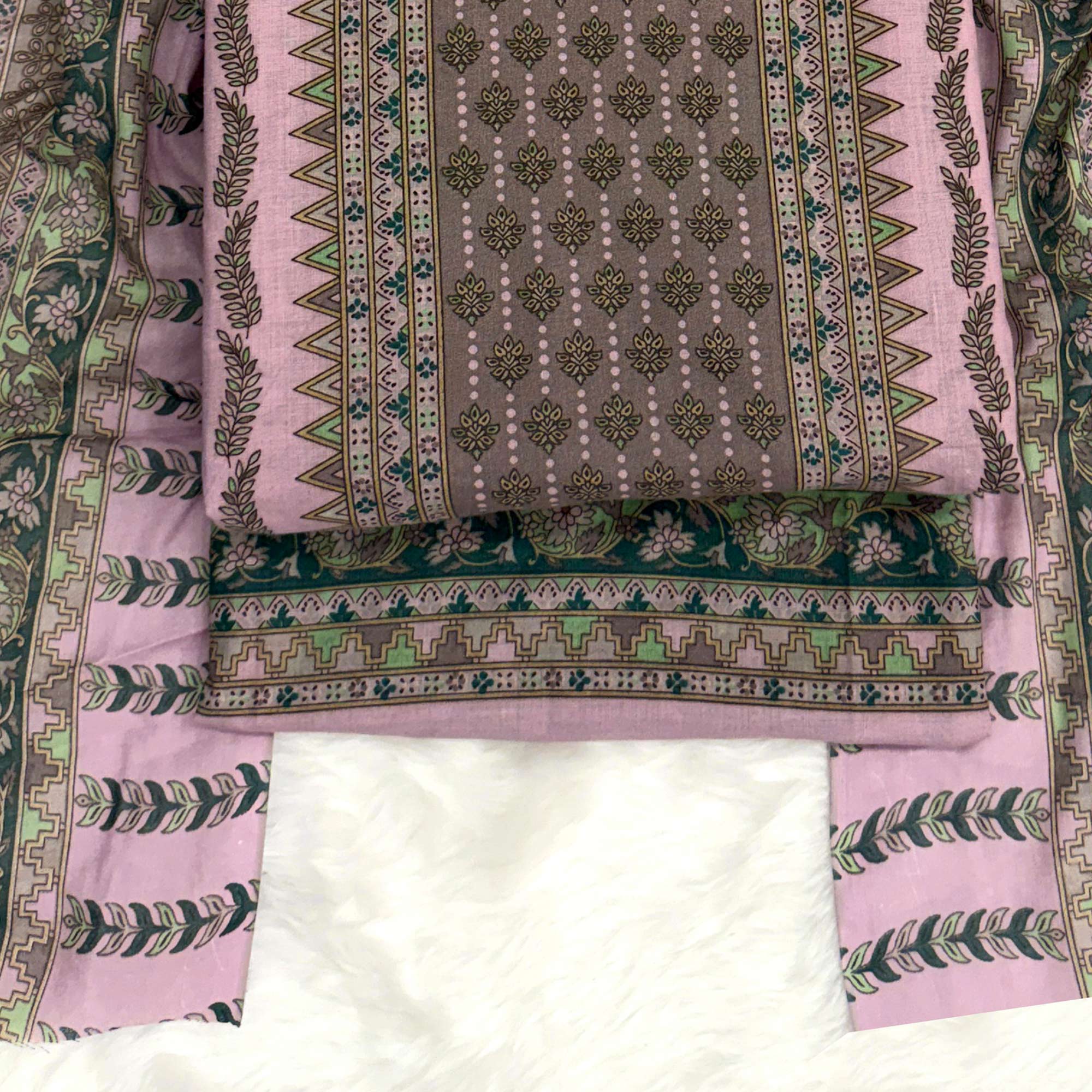 Vibrant Light Purple Pure Cotton Dress Material Featuring Artistic Floral Print