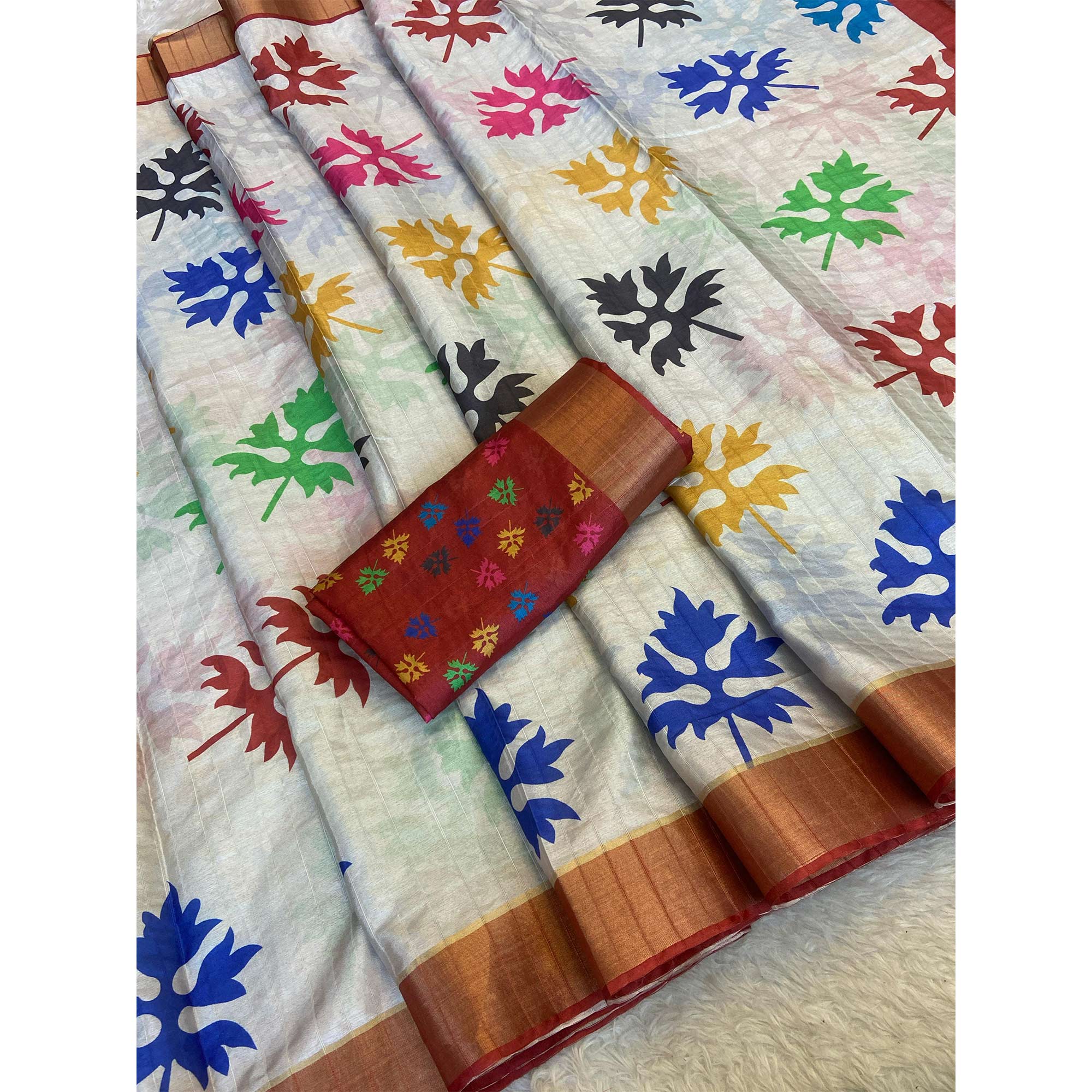 Peach Cotton Silk Saree Woven on Handloom with Elegant Abstract Patterns