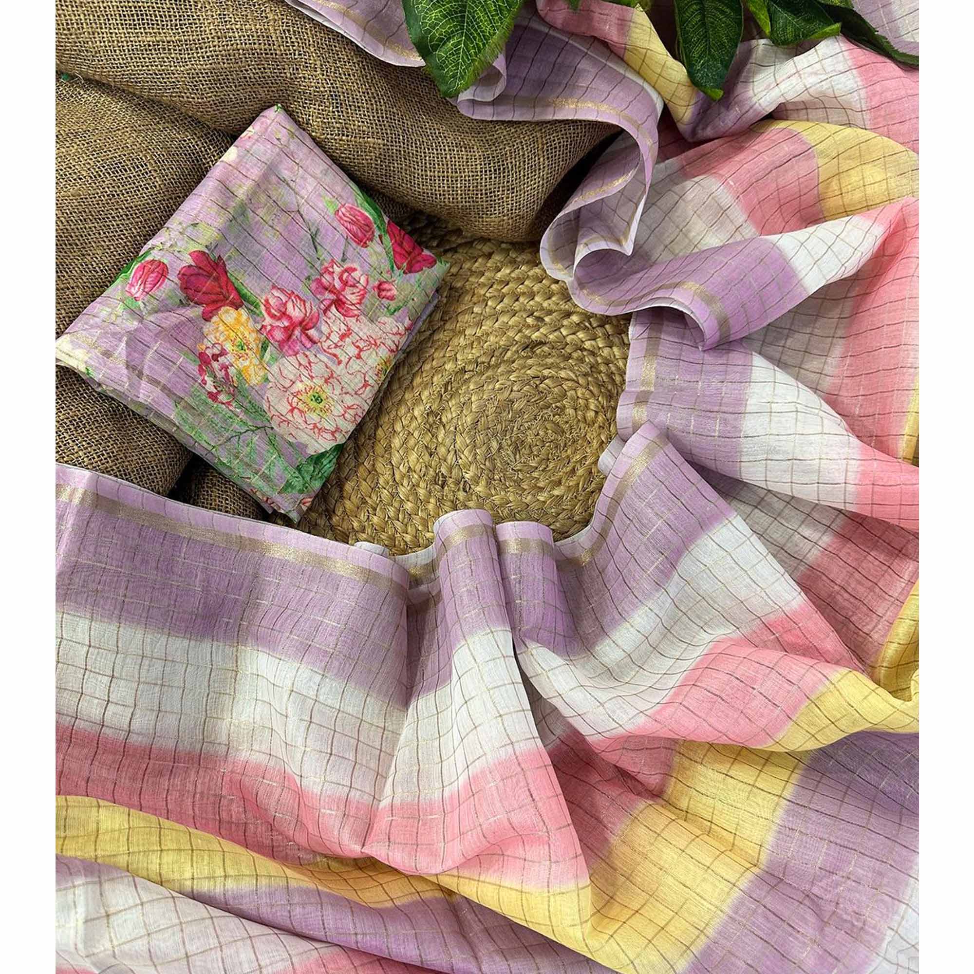 Purple Weaving Chanderi Saree