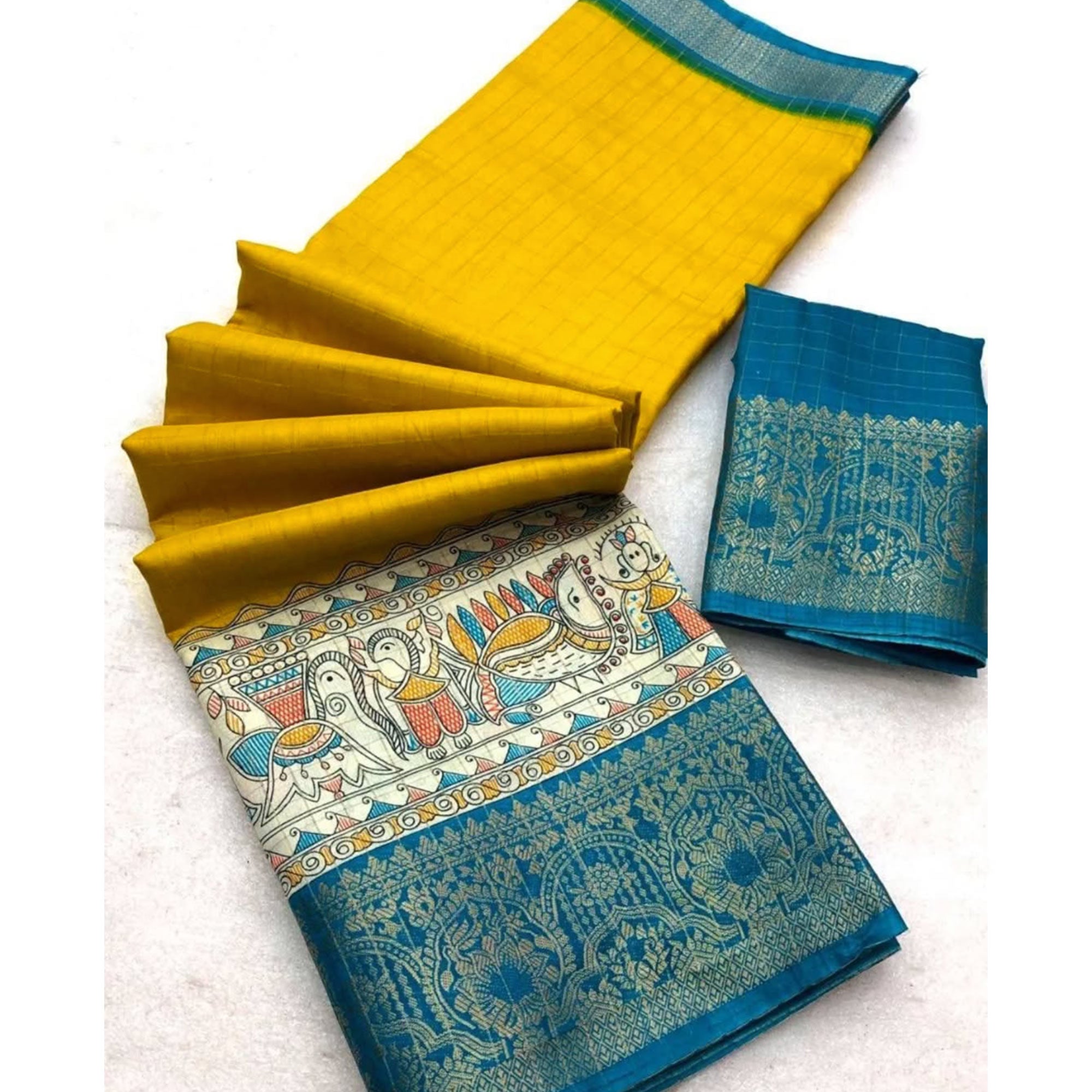 Yellow Weaving Dola Silk Saree With Zari Border