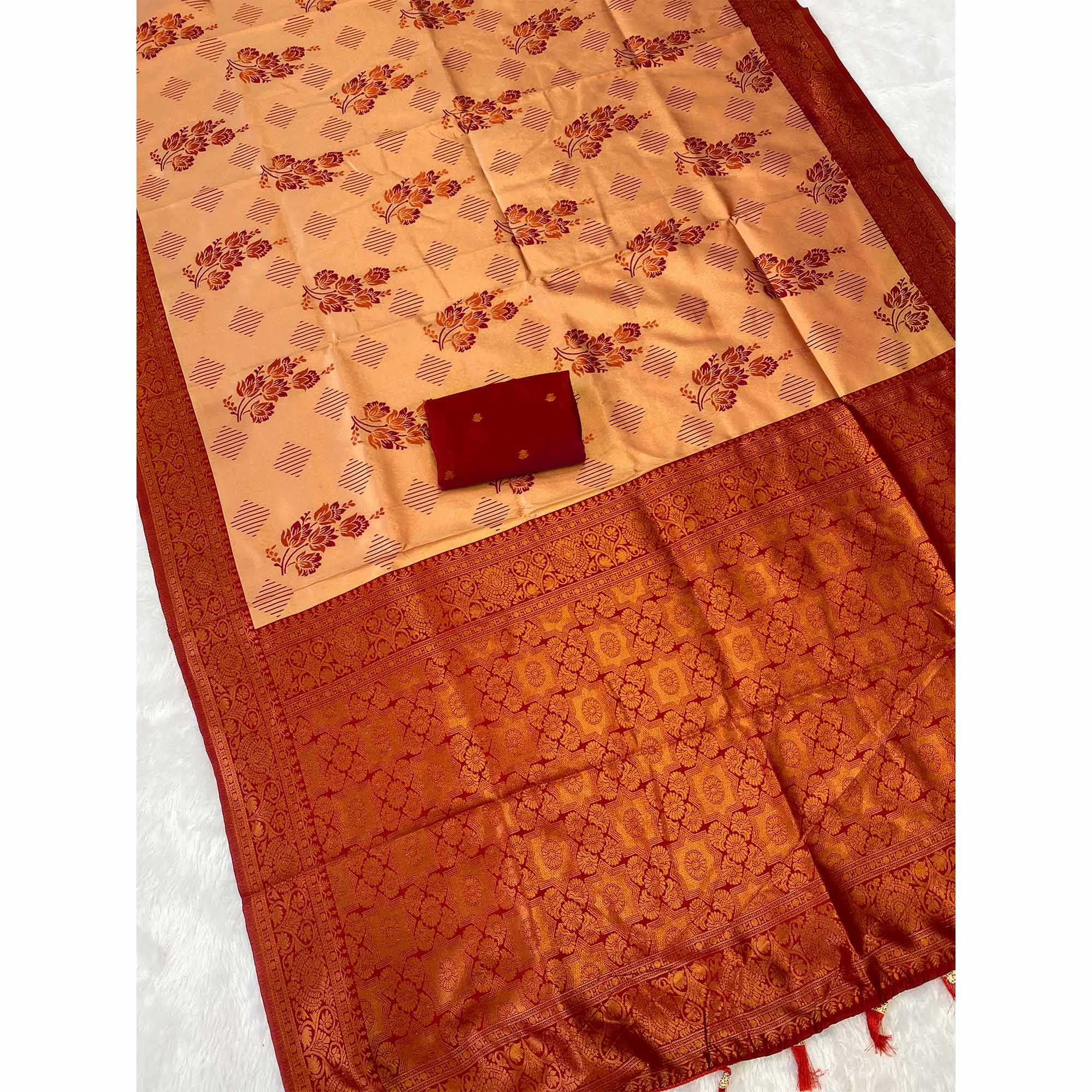 Designer Chikoo Banarasi Silk Saree with Traditional Zari Weaving