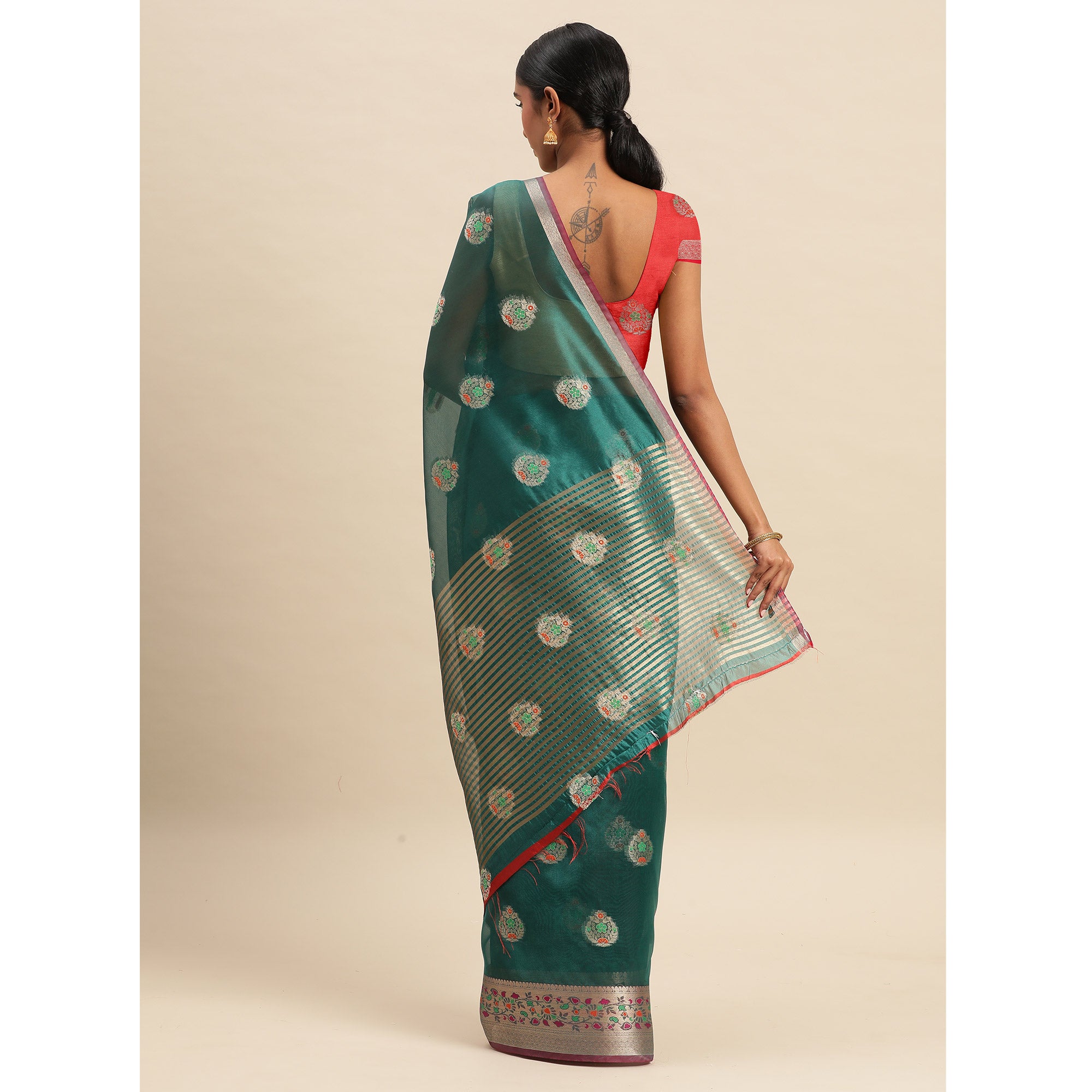 Rama Woven Organza Saree
