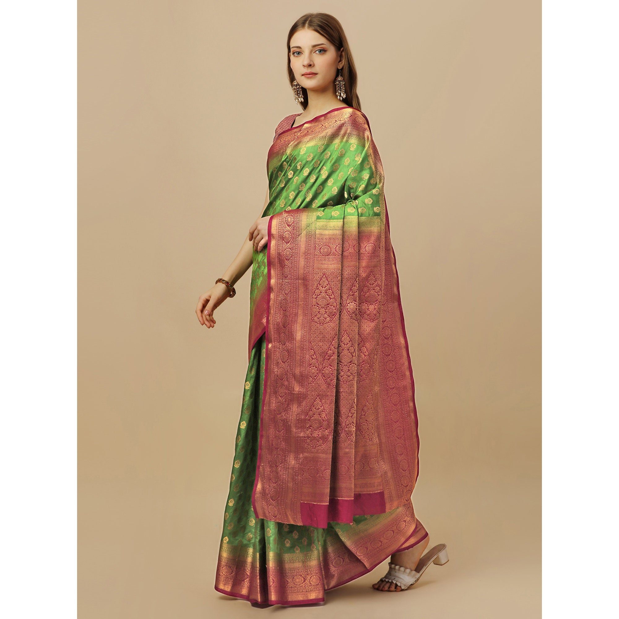 Green Woven Dola Silk Saree