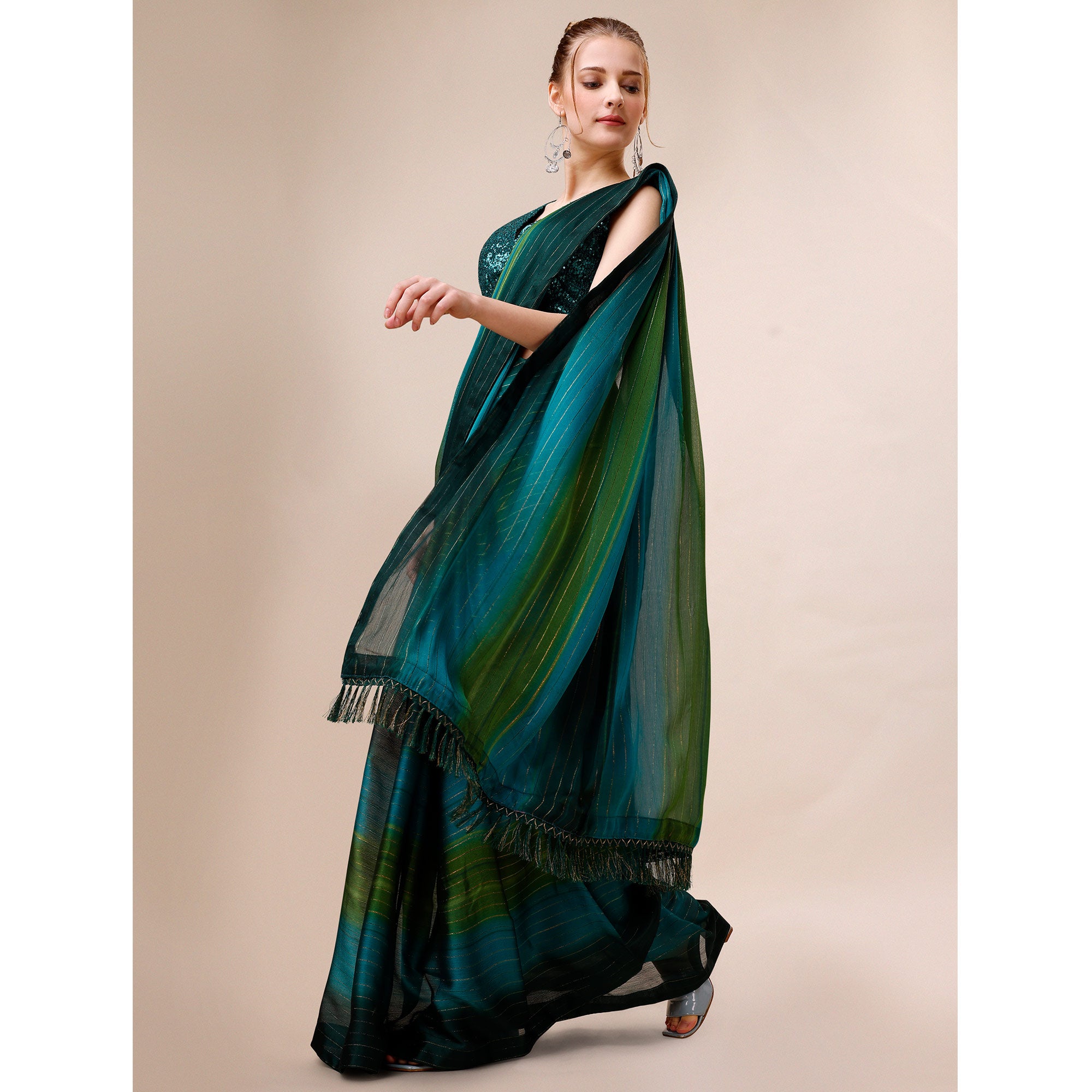 Multicolour Woven Chiffon Saree