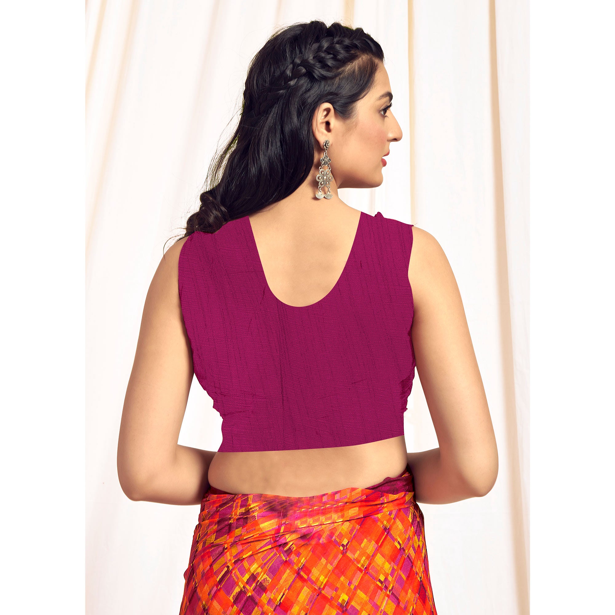 Orange Printed Chiffon Saree