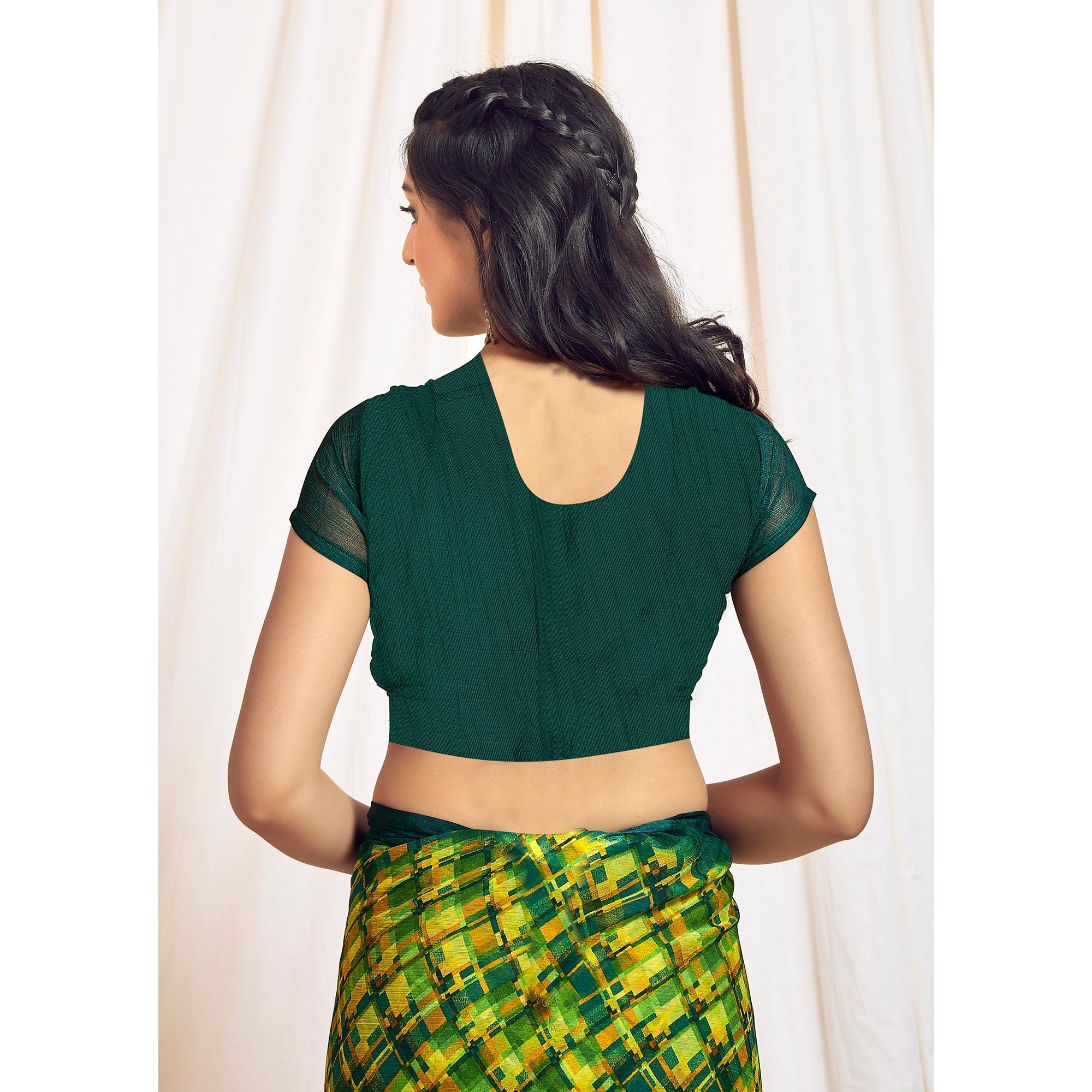 Green Printed Chiffon Saree