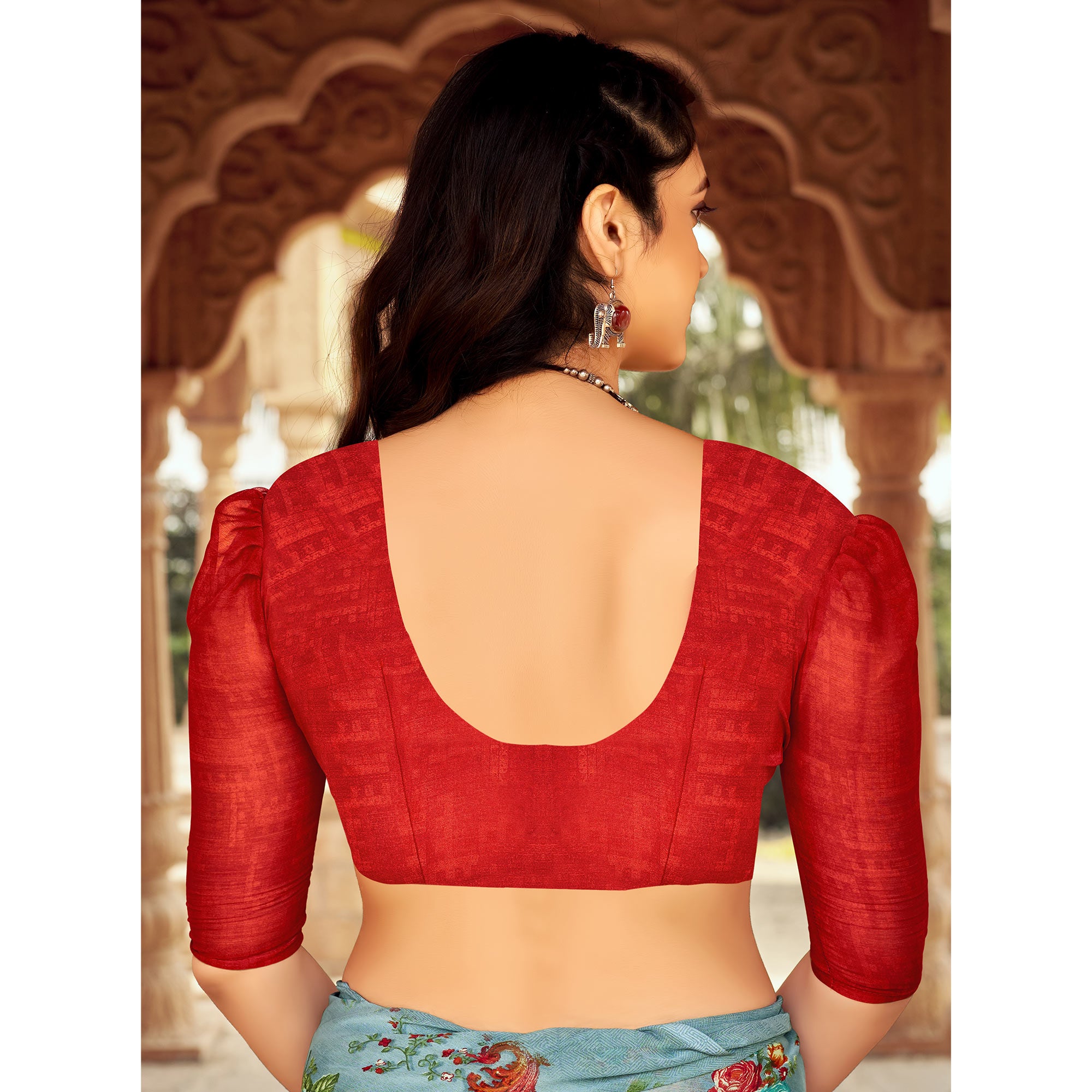 Grey Floral Printed Chiffon Saree