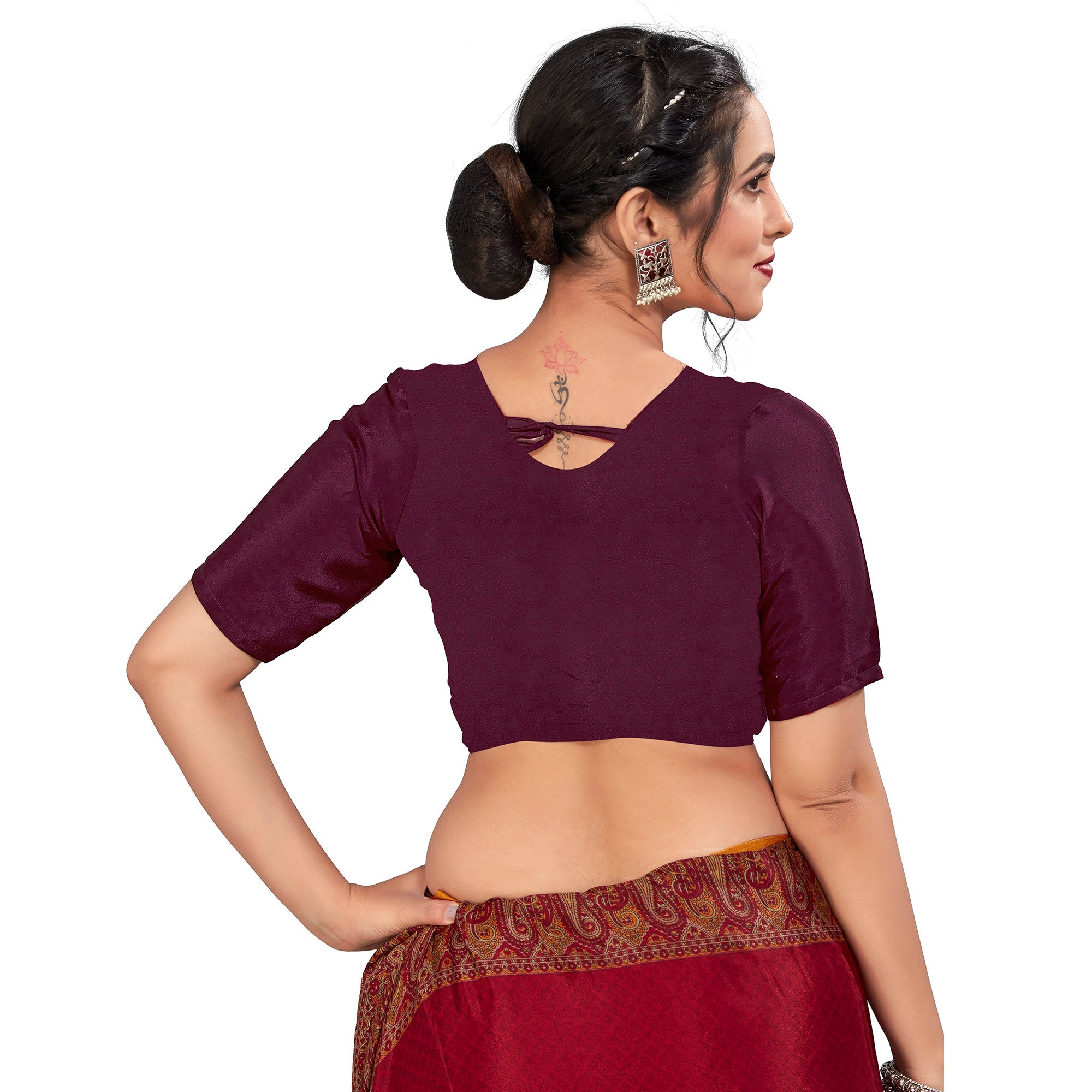 Maroon Printed Crepe Silk Saree