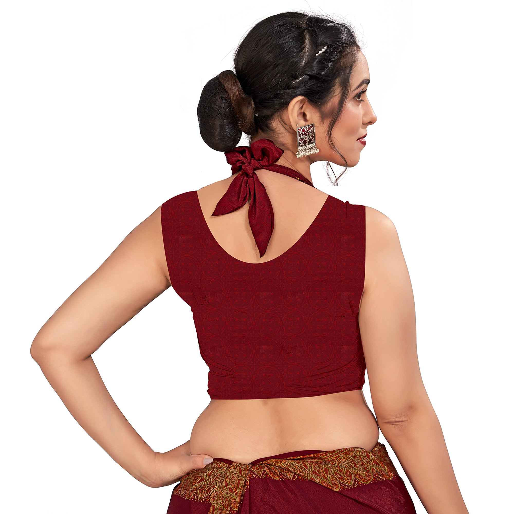 Wine Printed Crepe Silk Saree