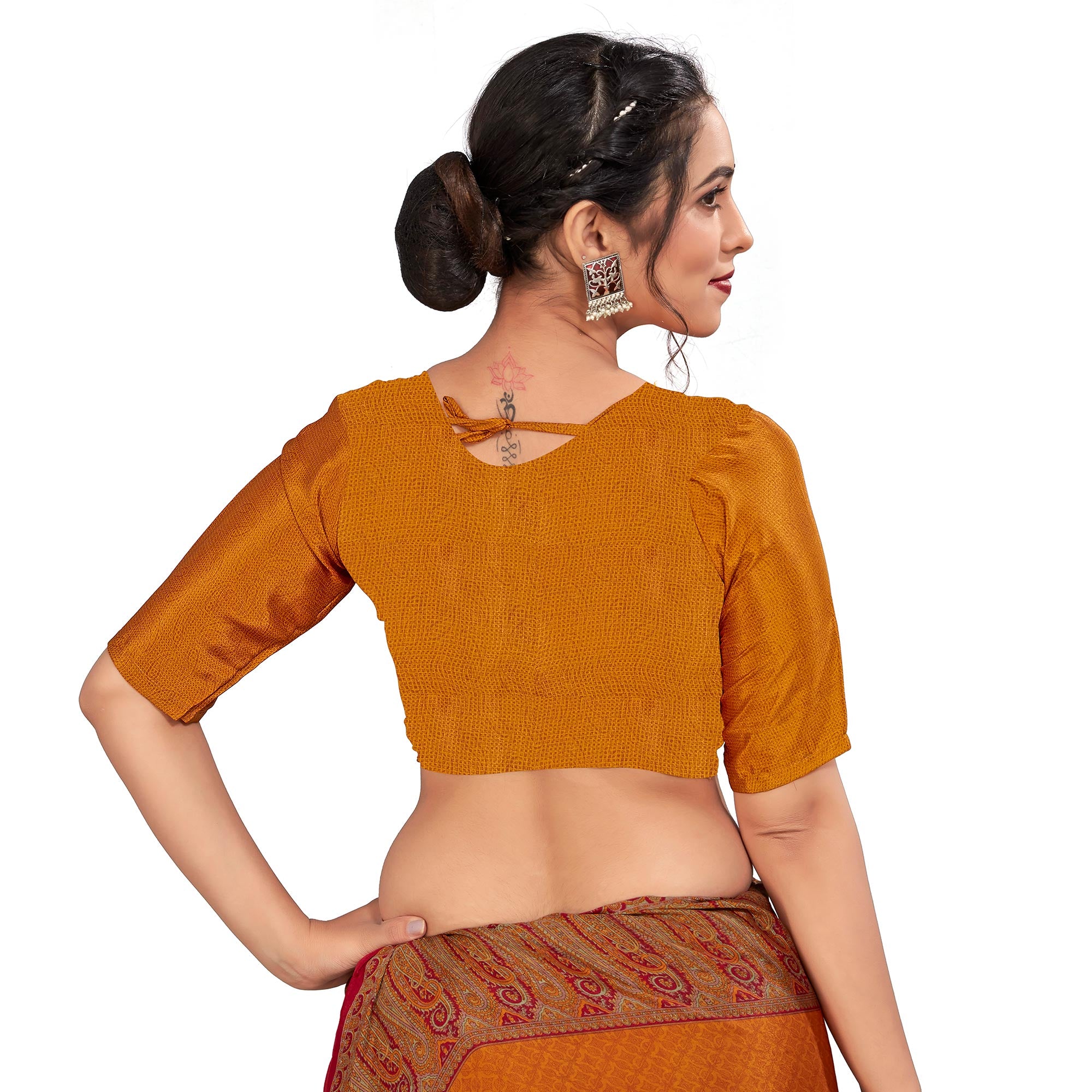 Red Printed Crepe Silk Saree