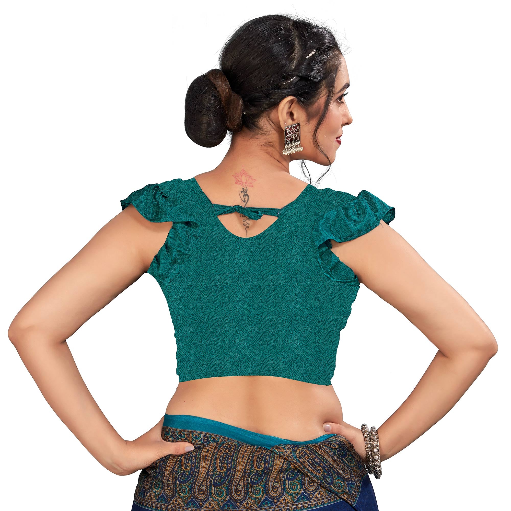 Blue Printed Crepe Silk Saree