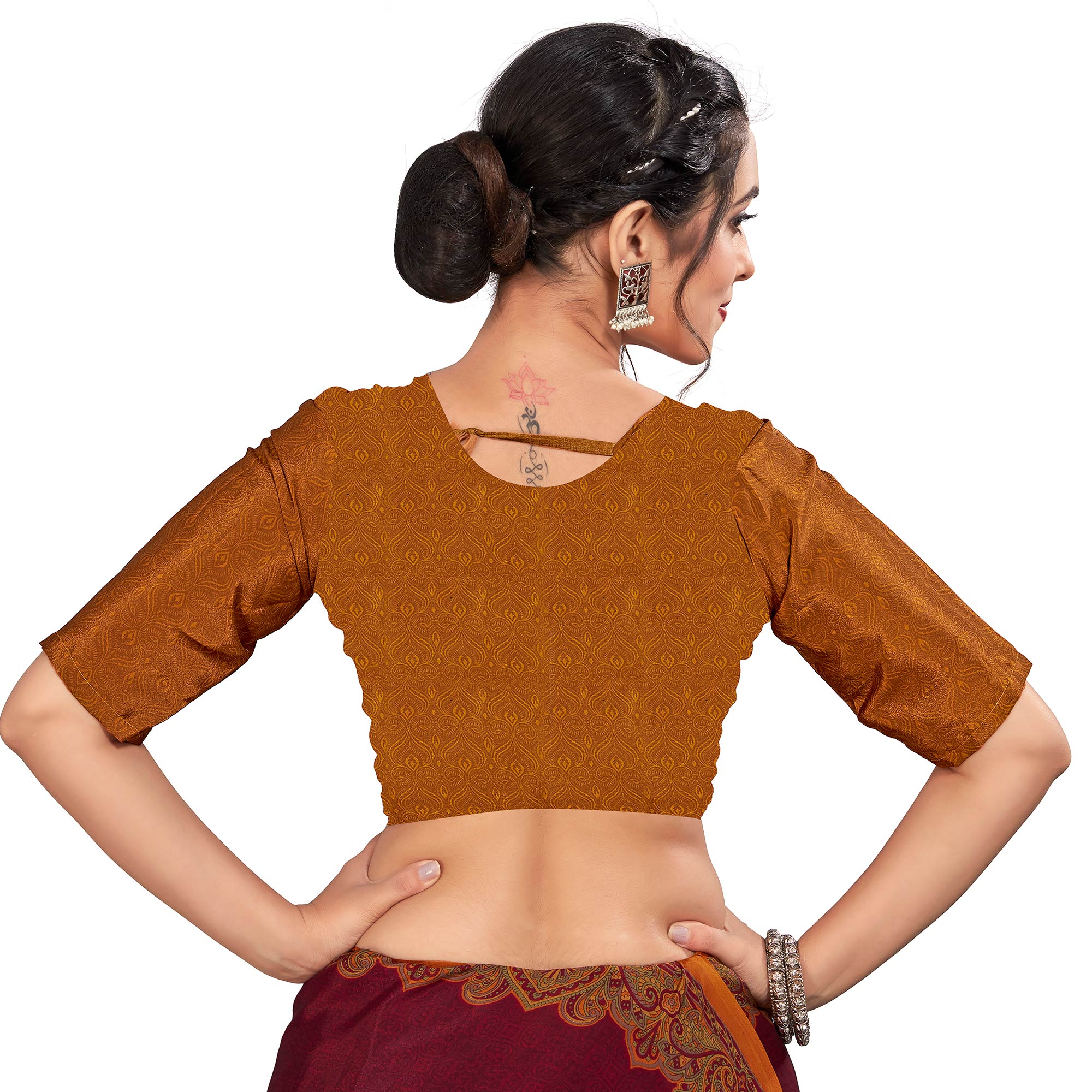 Wine Printed Crepe Silk Saree