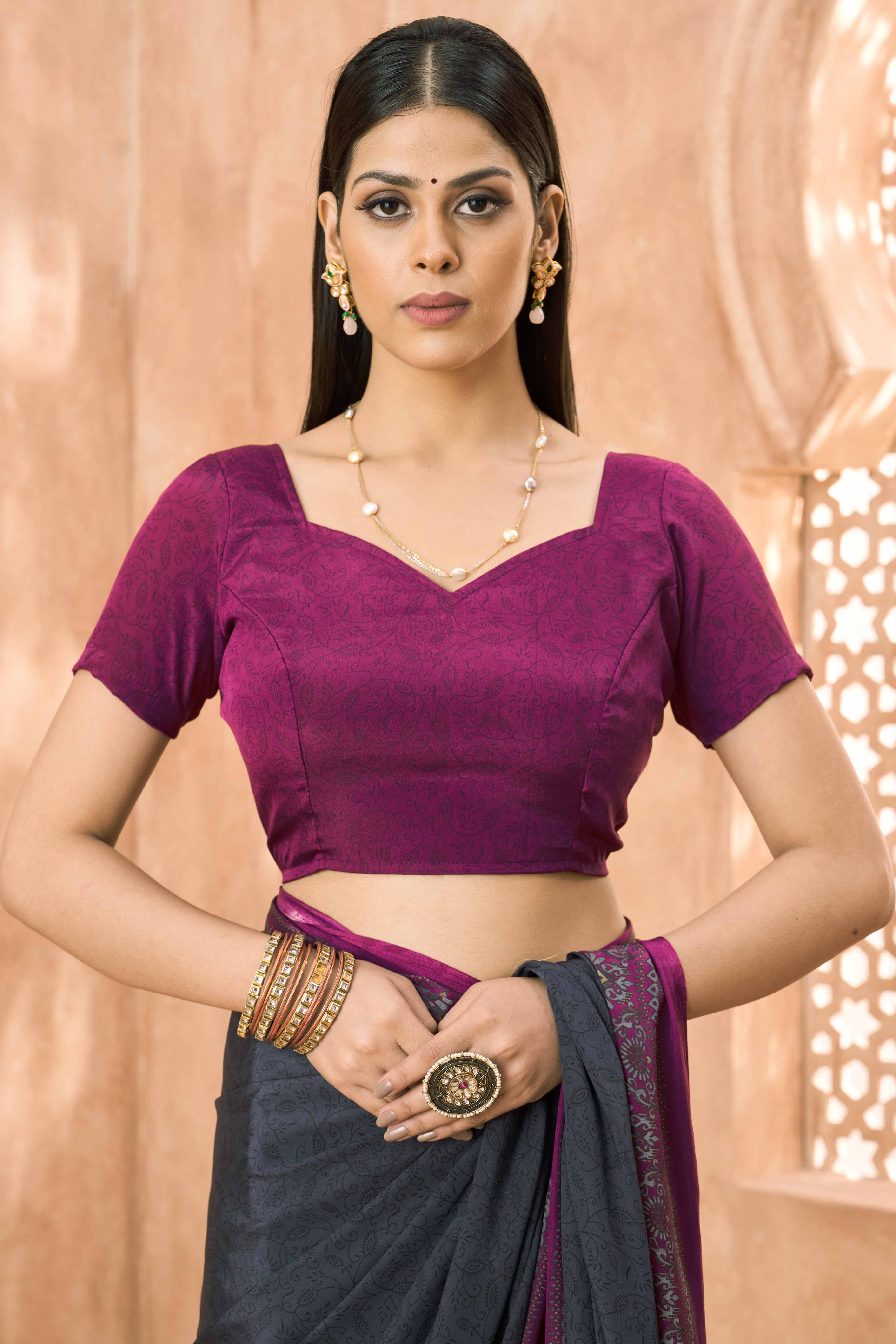 Grey Crepe Silk Saree with Elegant Floral Print Detailing