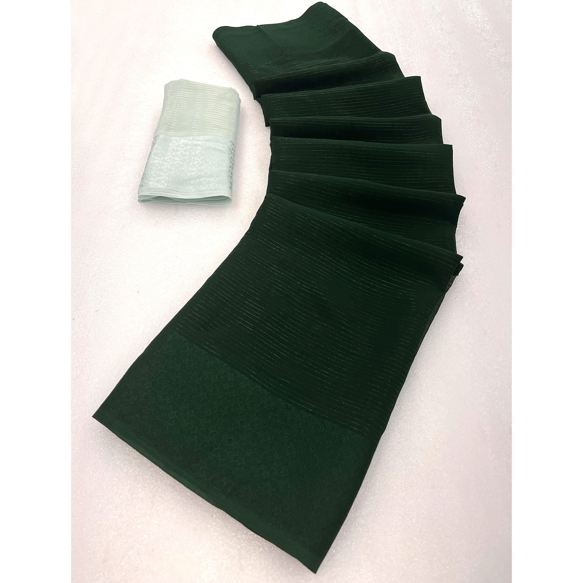 Bottle Green Zari Woven Georgette Saree