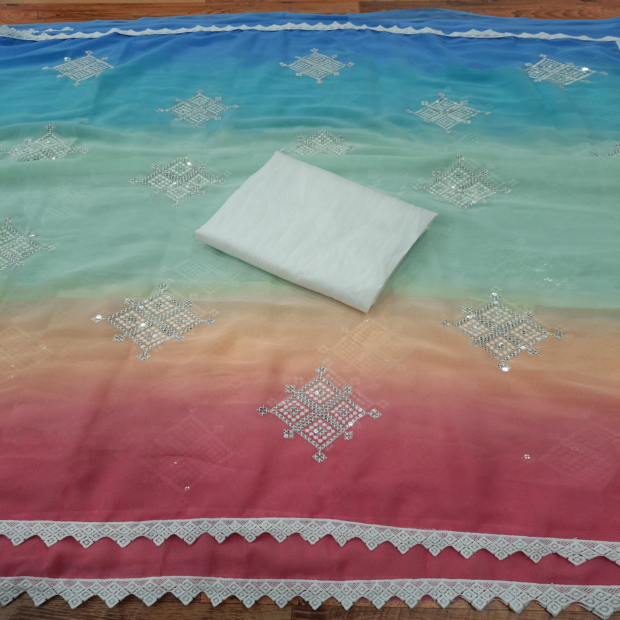 Multicolor Sequins Embroidered Georgette Saree