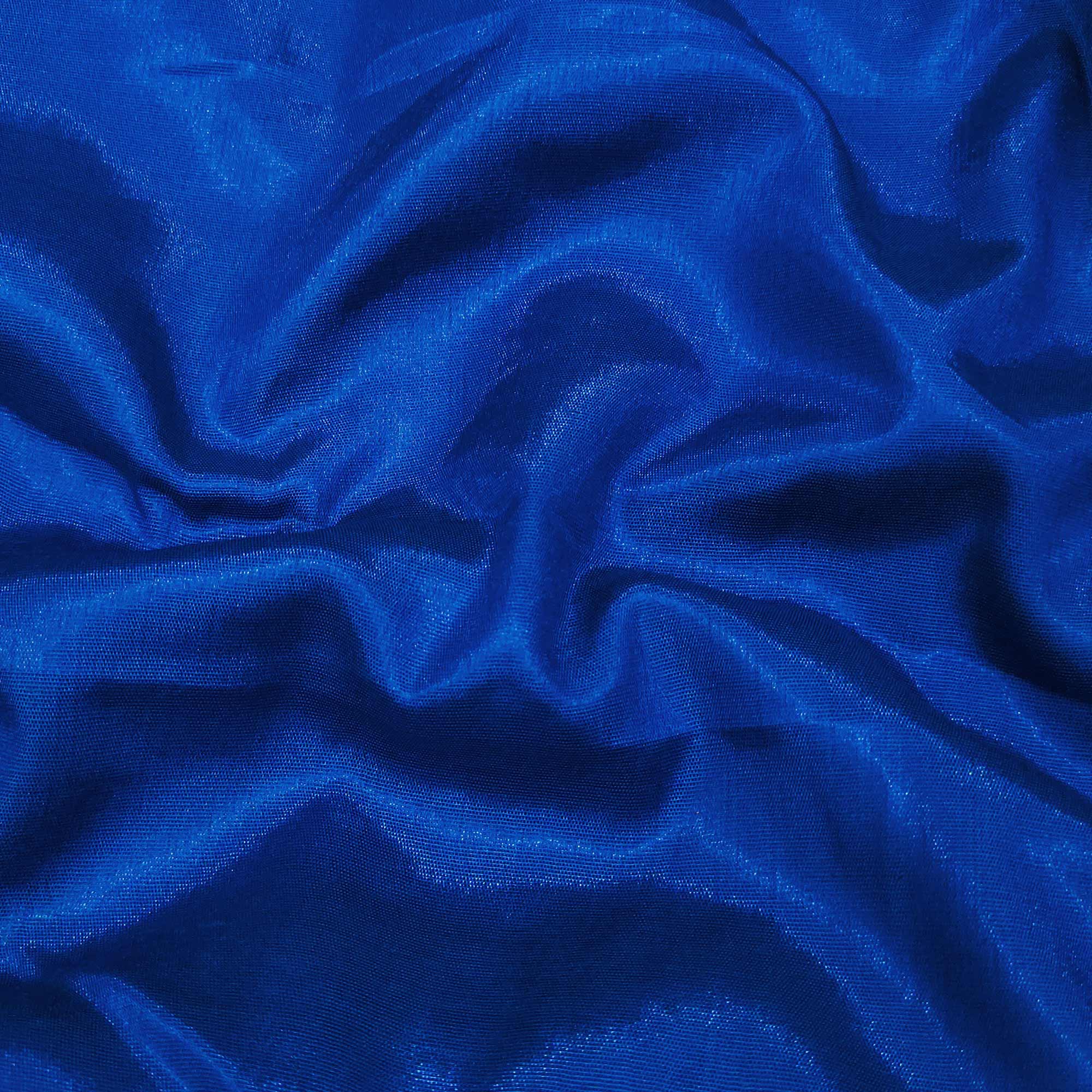 Blue Floral Printed With Embroidered Organza Dress Material