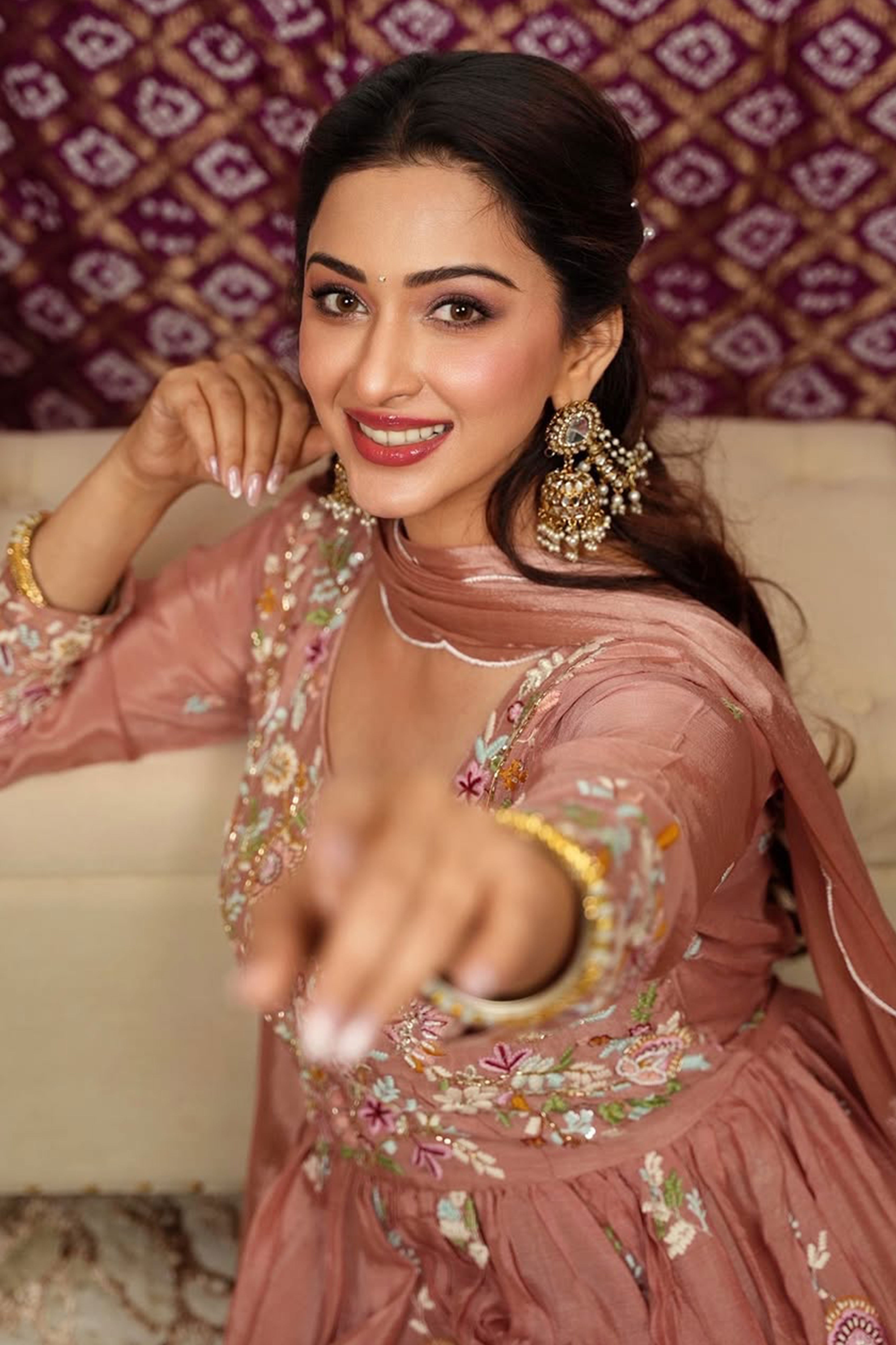 Luxurious Light Pink Viscose Chinon Anarkali Kurti with Detailed Embroidery for Festive Wear