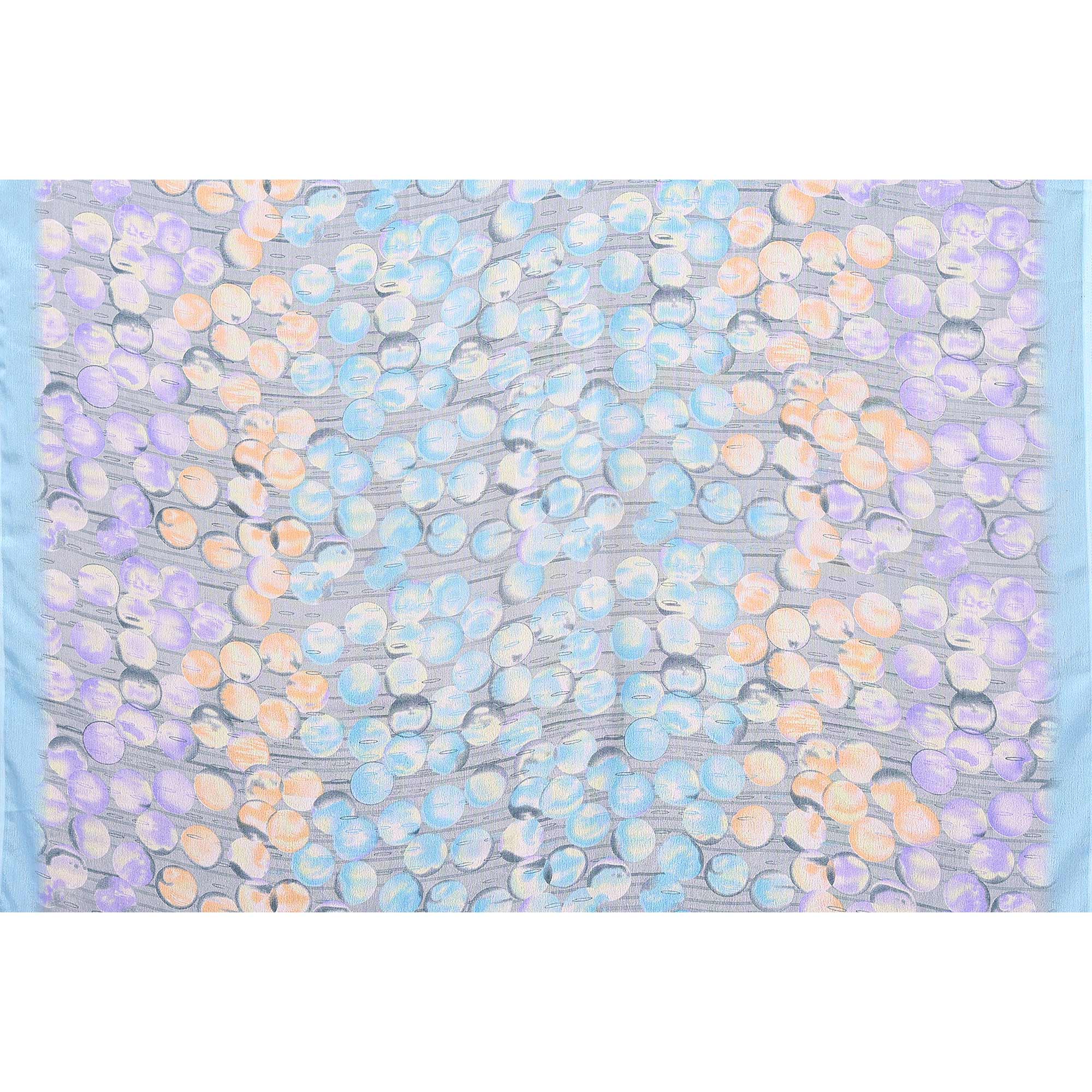 Blue Geometric Printed Vichitra Silk Saree