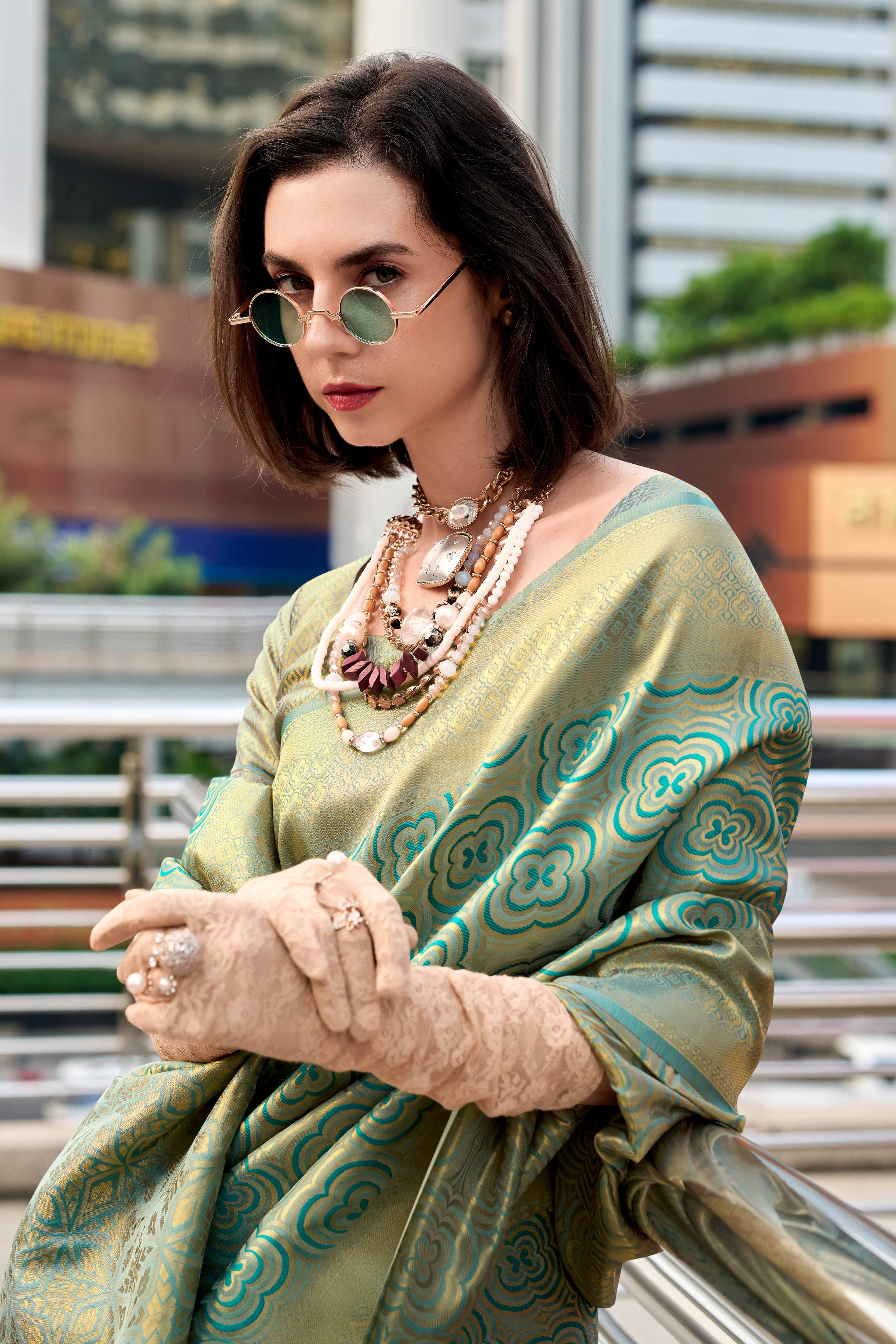 Turquoise Zari Woven Kanjivaram Silk Saree
