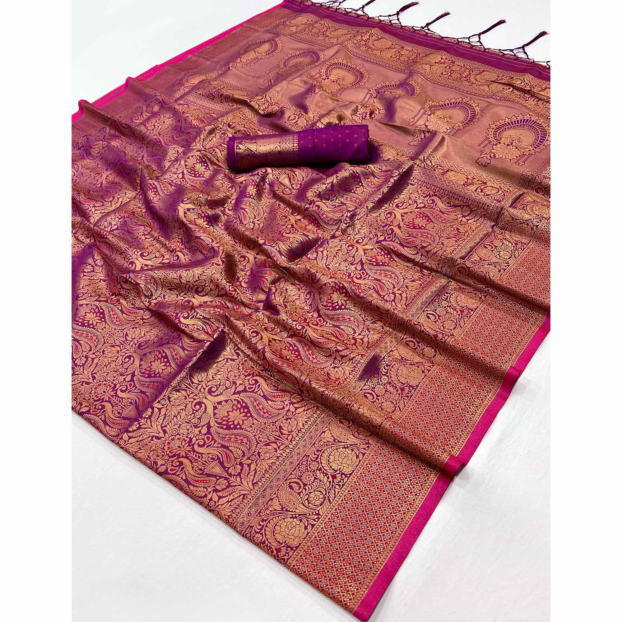 Purple Pure Look Banarasi Saree with Classic Zari Brocade Weaving
