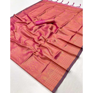Light Pink Pure Look Banarasi Saree with Classic Zari Brocade Weaving
