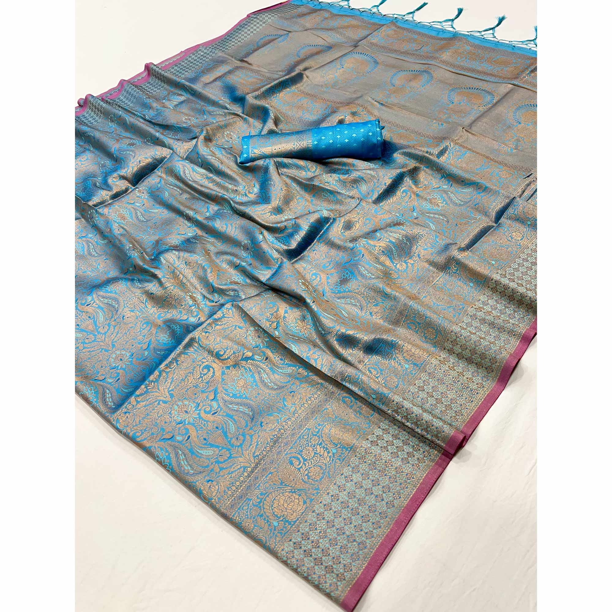 Blue Pure Look Banarasi Saree with Classic Zari Brocade Weaving