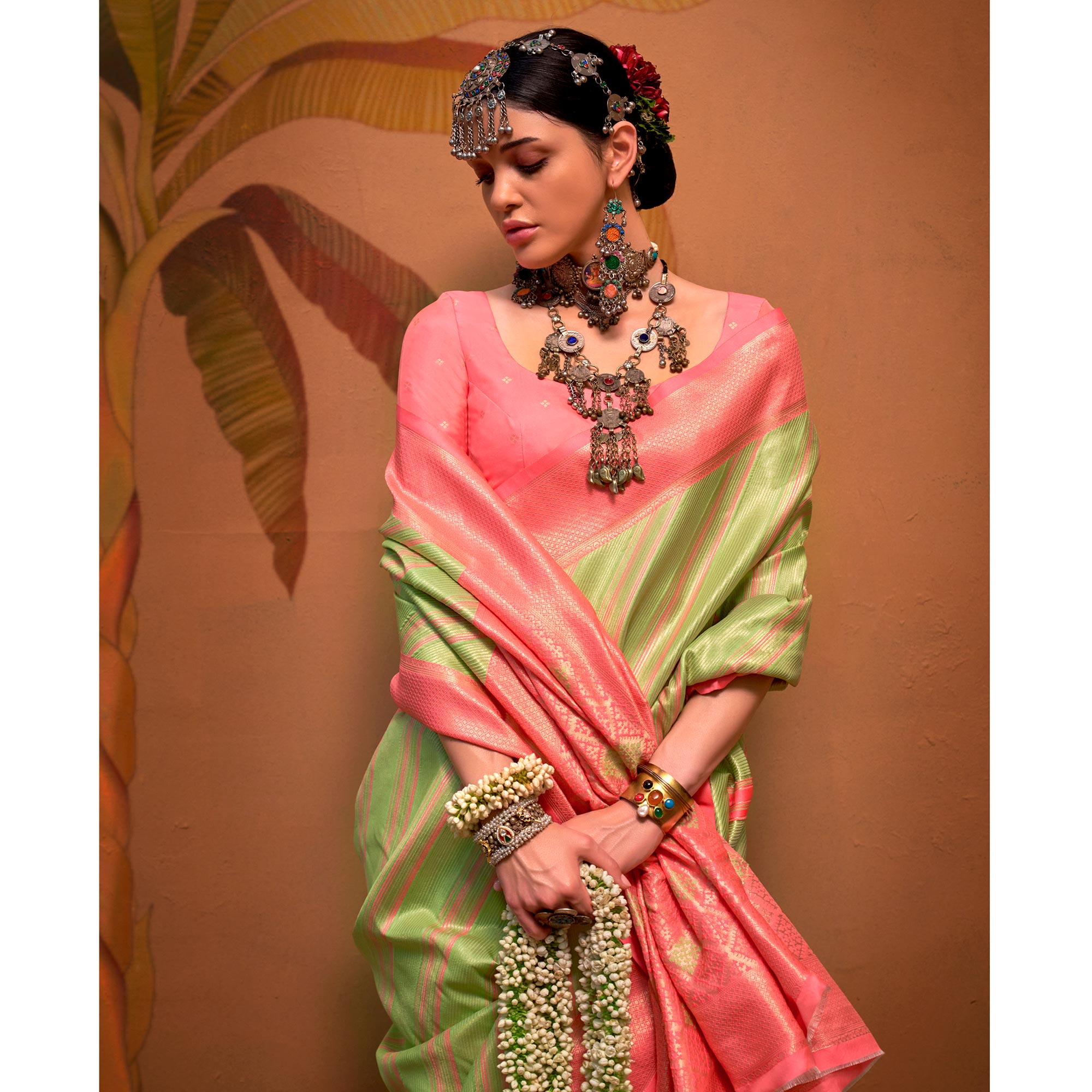Green Woven Art Silk Zari Saree