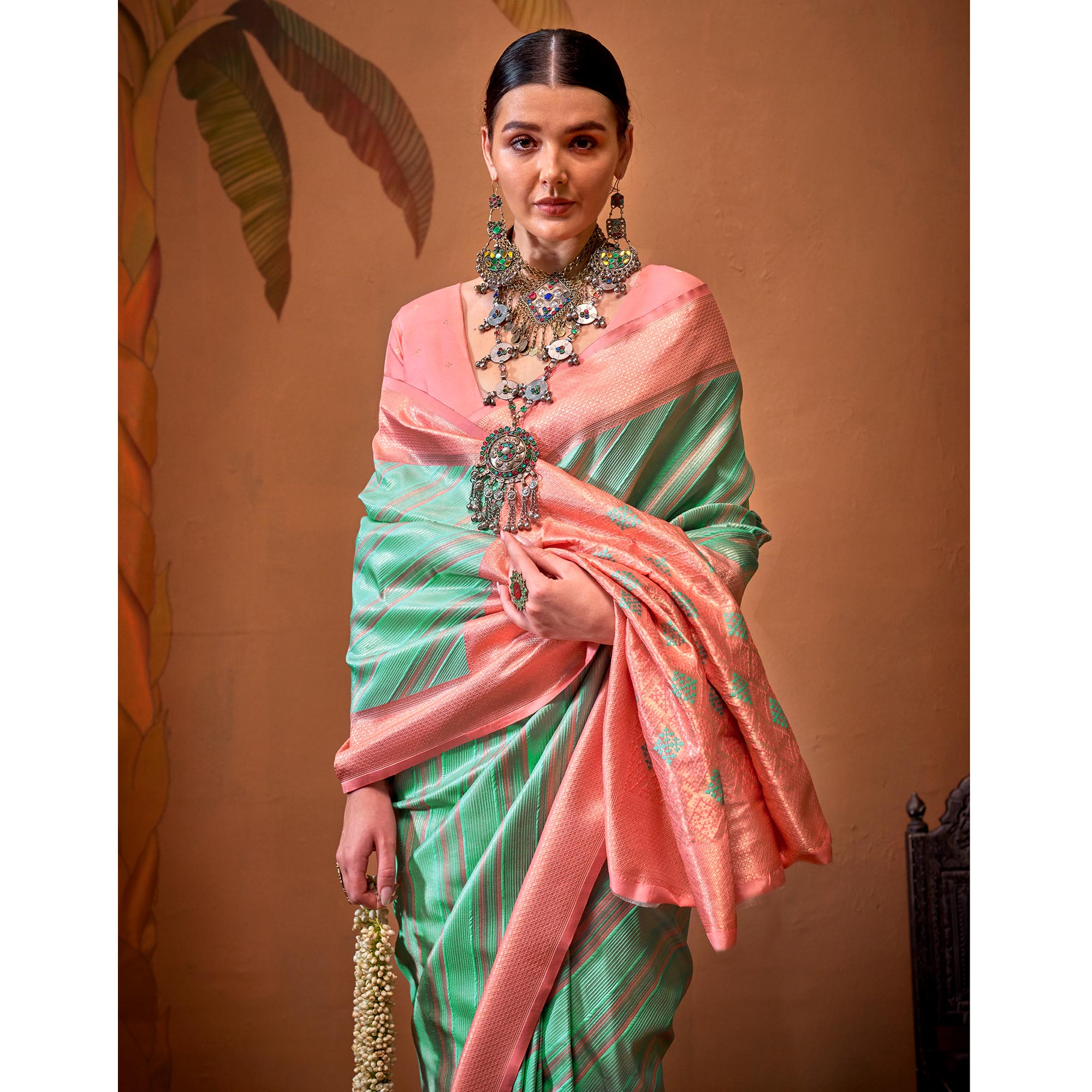 Rama Green Woven Art Silk Zari Saree