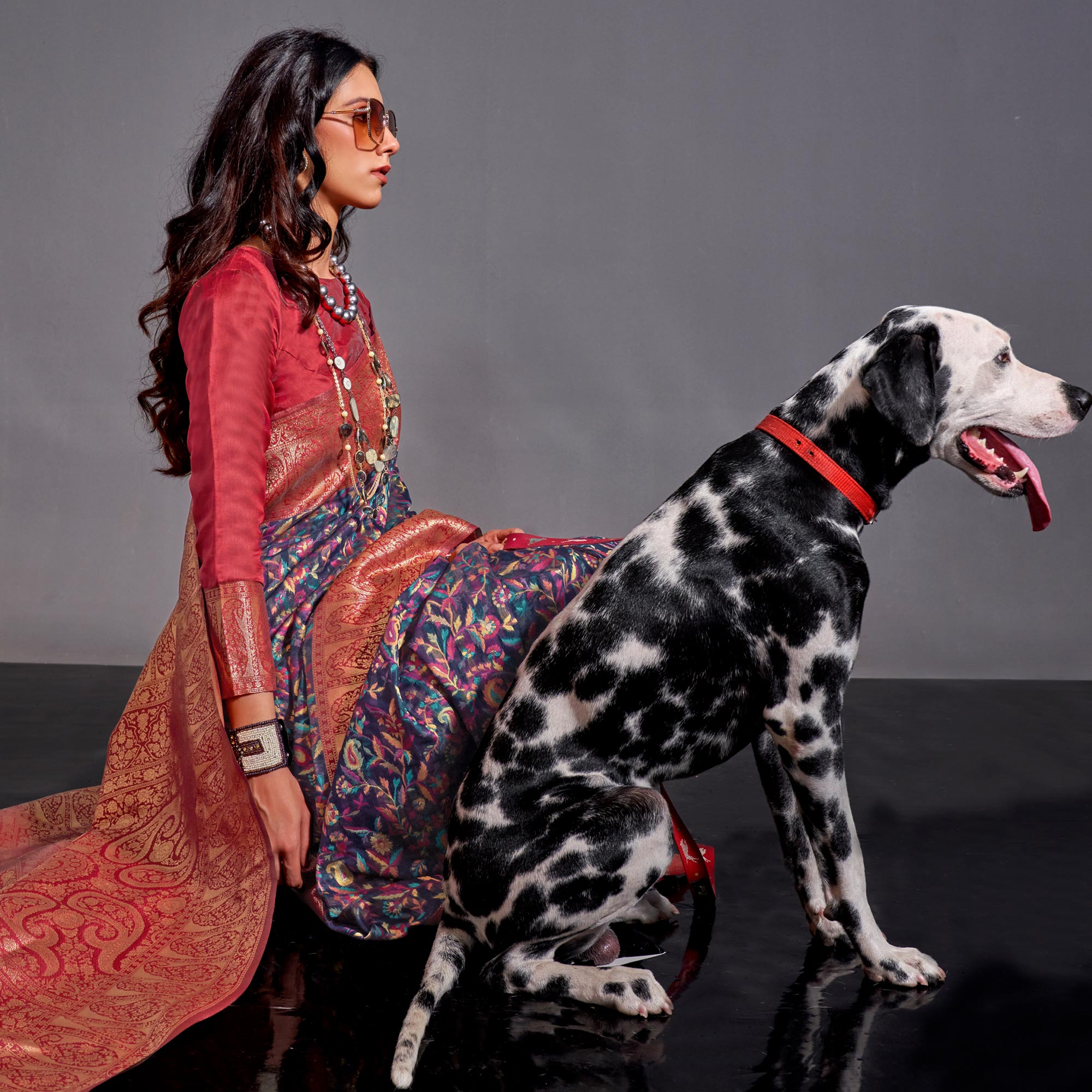 Blue Floral Woven Chanderi Silk Saree