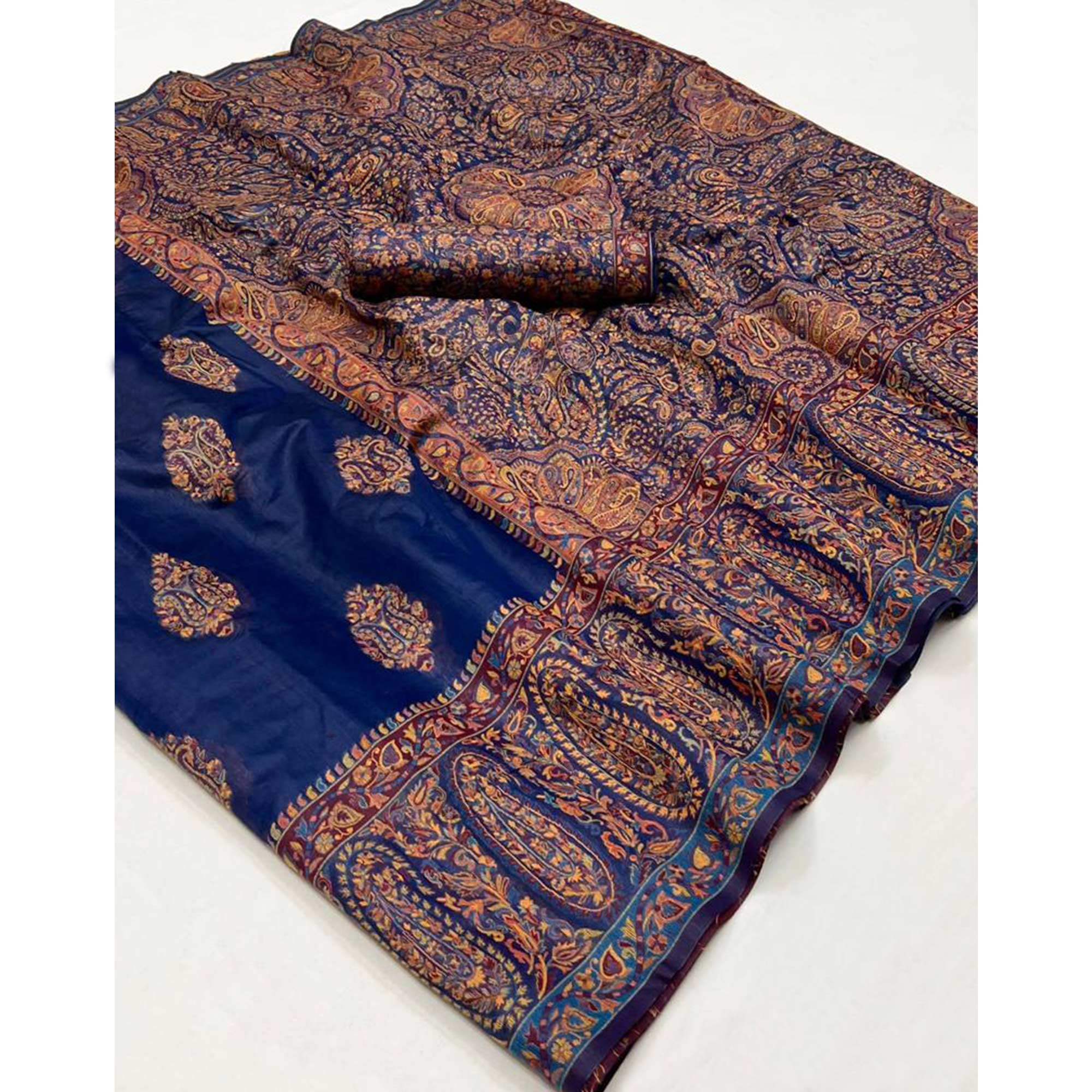 Blue Woven Chanderi Silk Saree