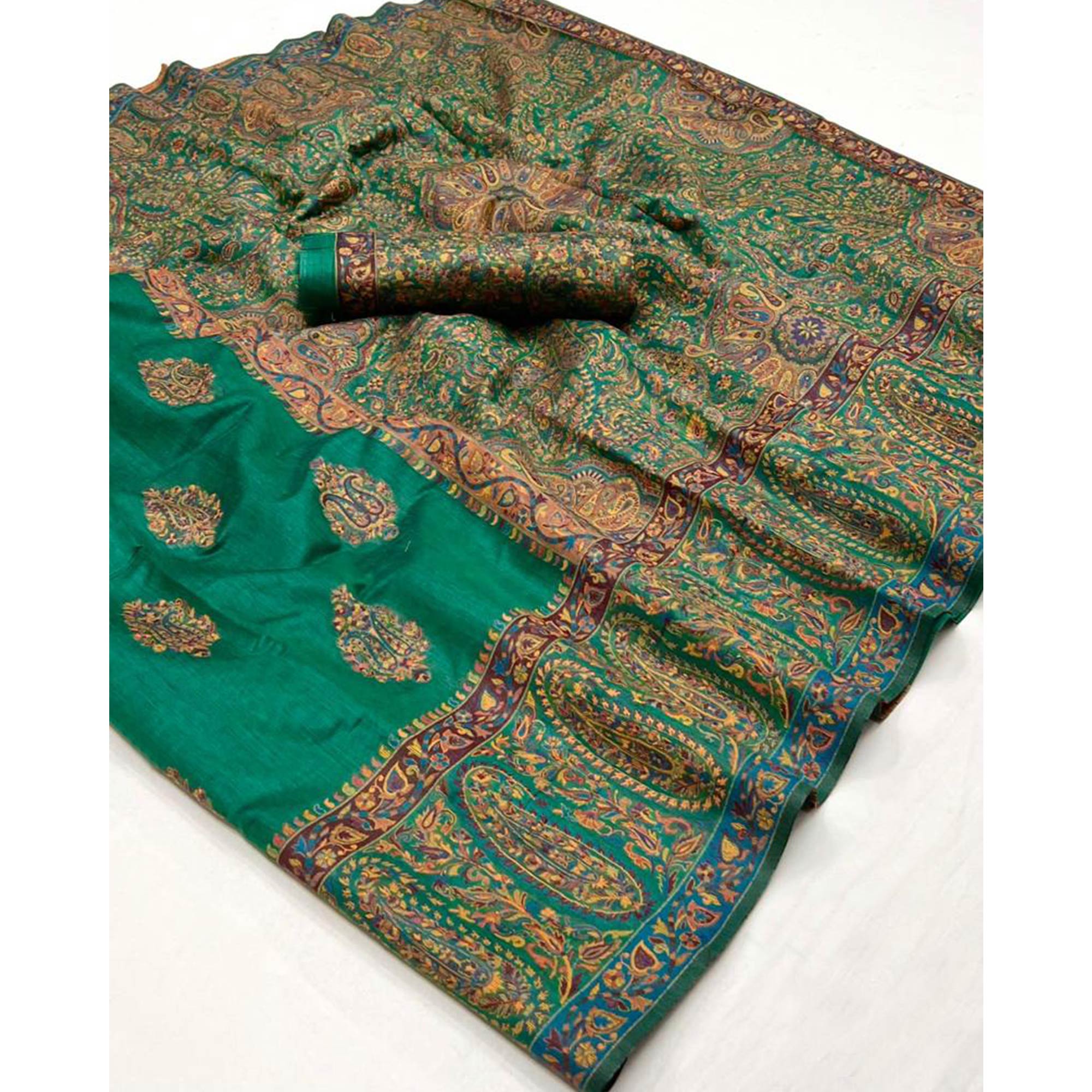 Green Woven Chanderi Silk Saree