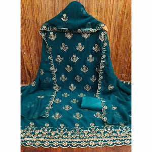 Morpich Floral Sequins Embroidered Georgette Dress Material