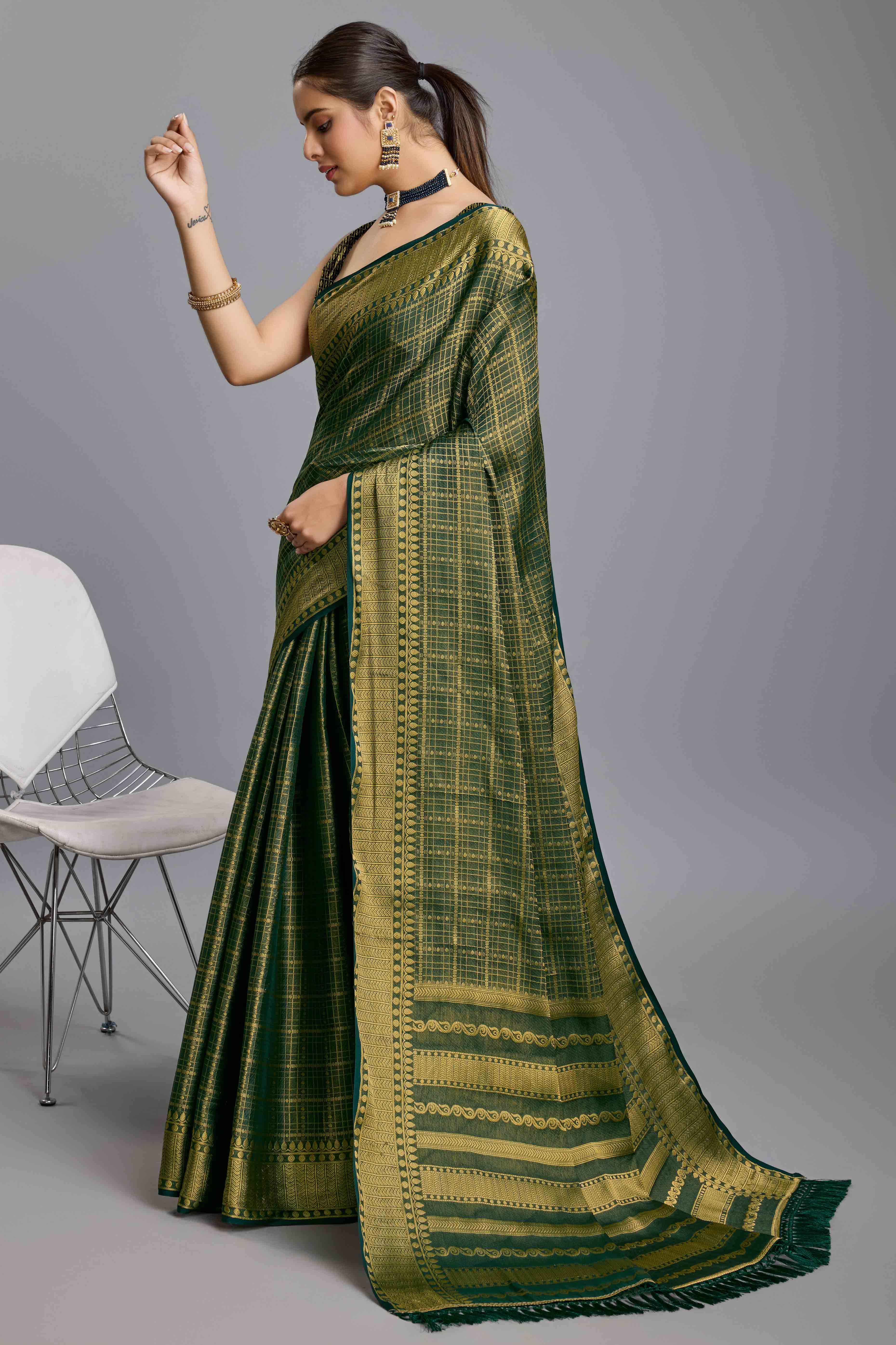 Green Brocade Zari Weaving Mysore Silk Saree