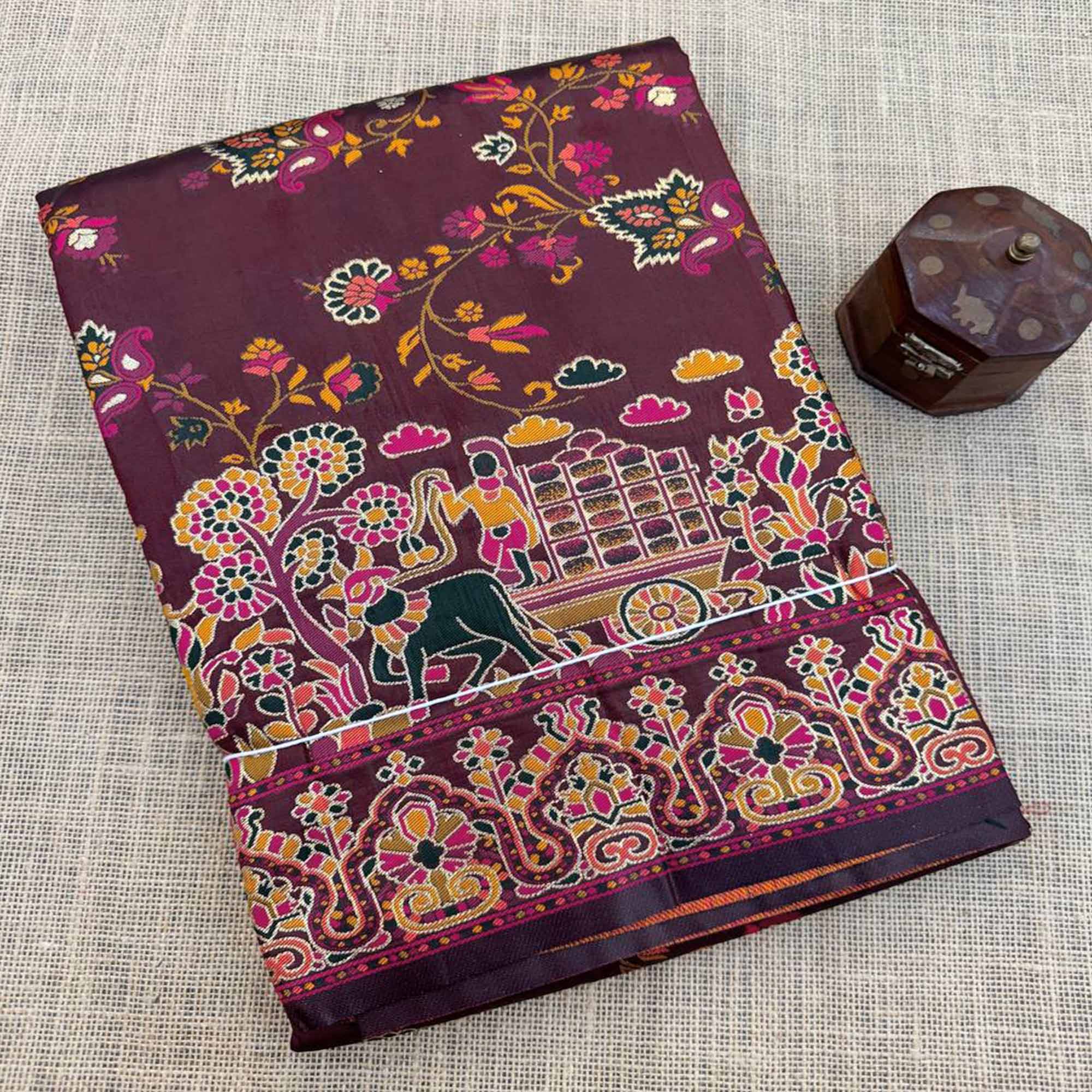 Royal Maroon Pashmina Silk Saree with Rajwadi Zari Weaving