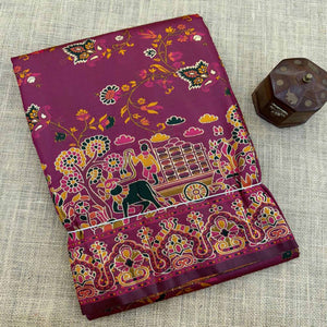 Royal Wine Pashmina Silk Saree with Rajwadi Zari Weaving