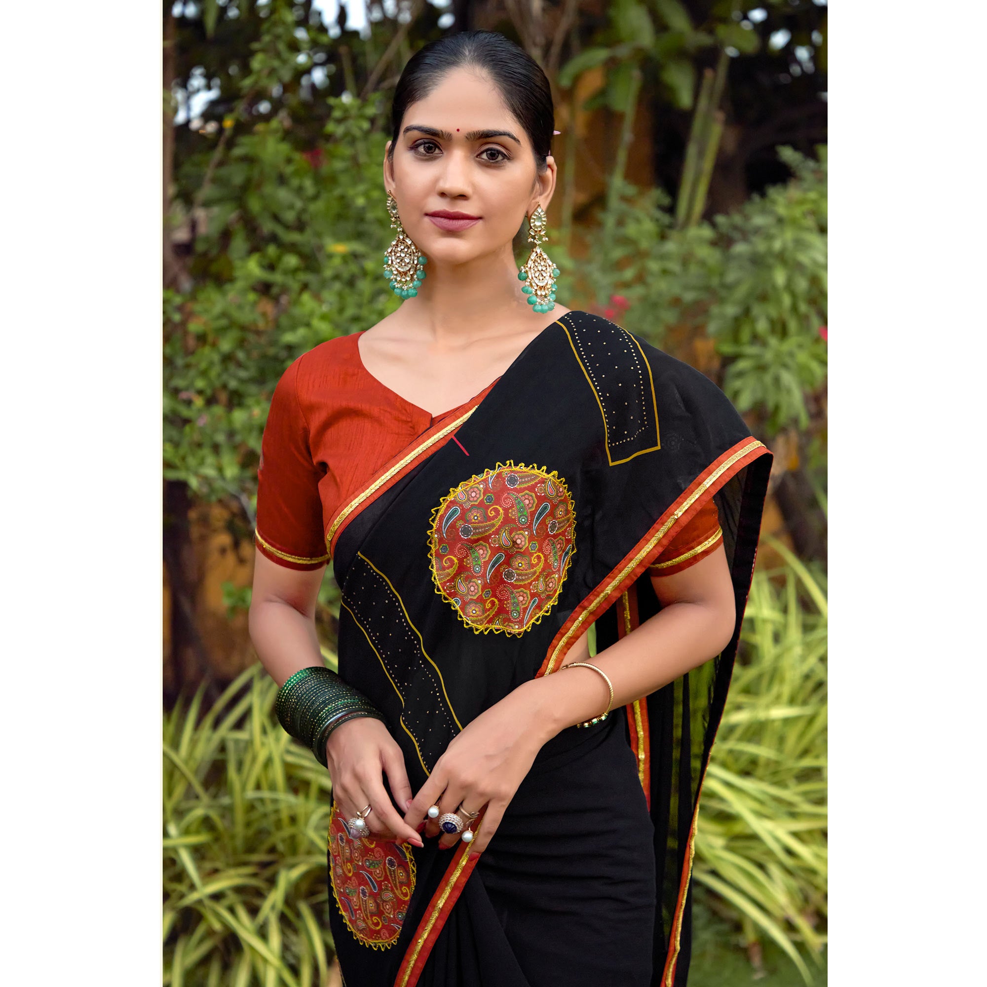 Black Embroidered Georgette Saree