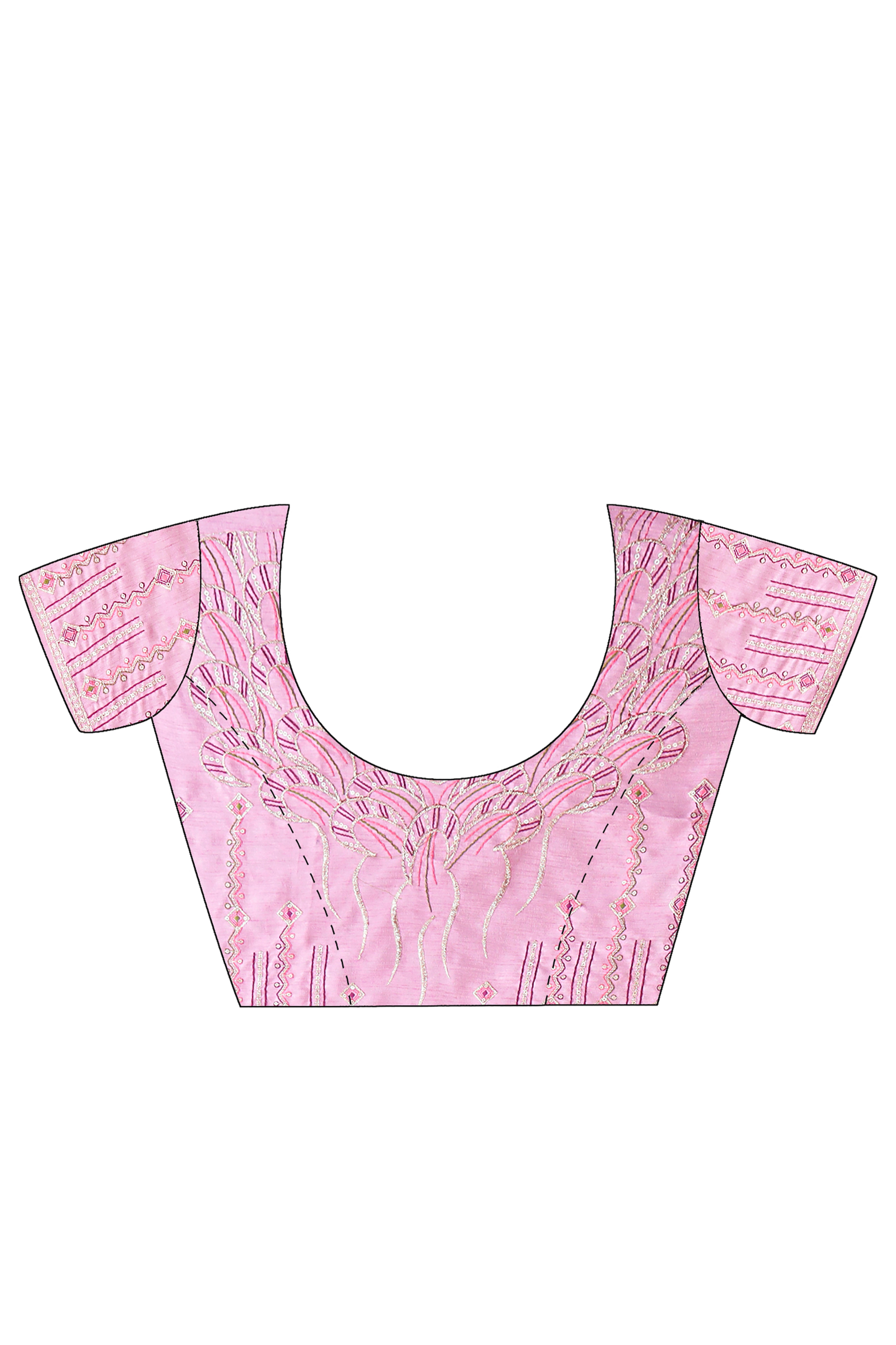 Magenta Floral Printed Saree in Jacquard Weave with Zari Detailing