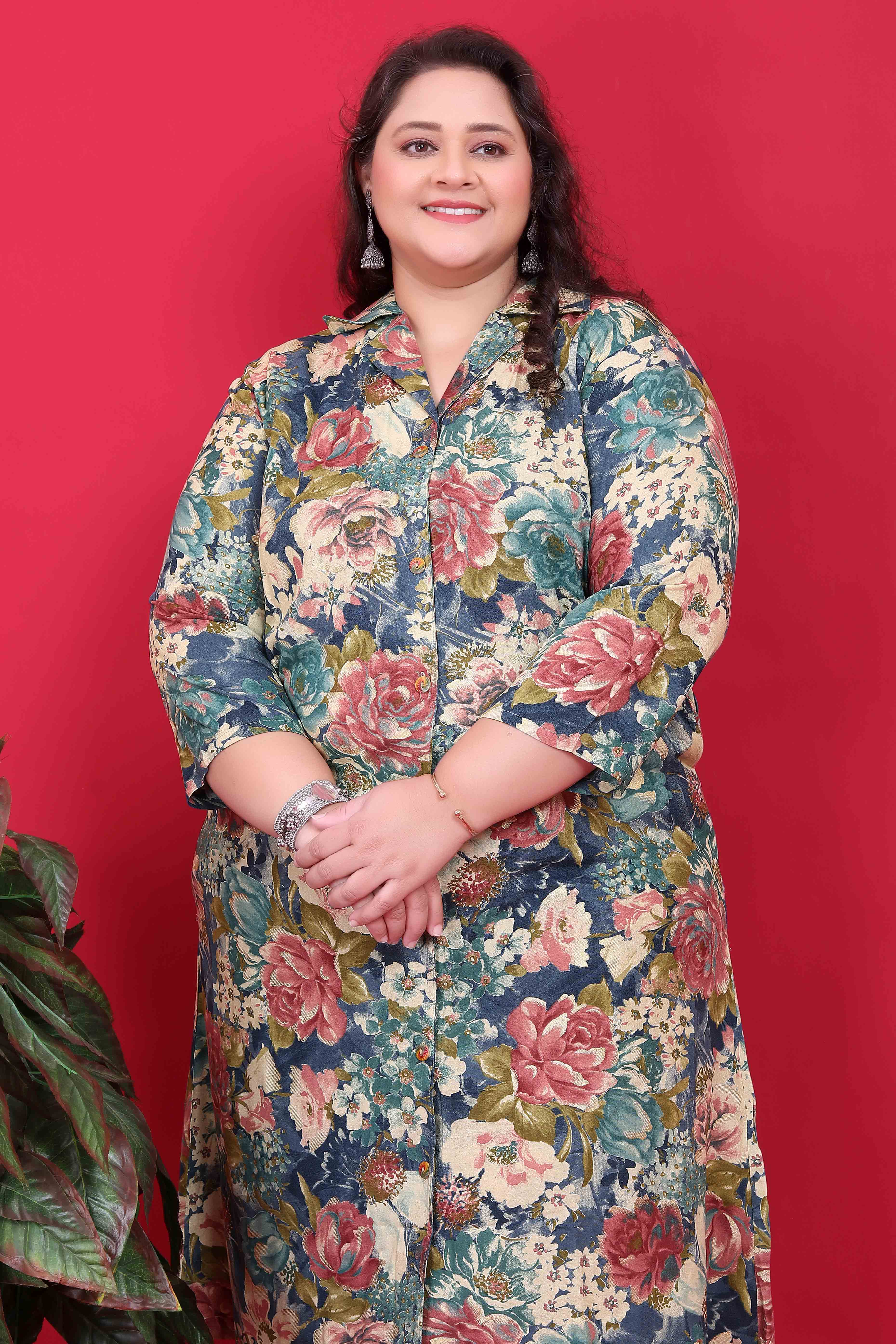 Blue Floral Printed Rayon Co-Ord Set