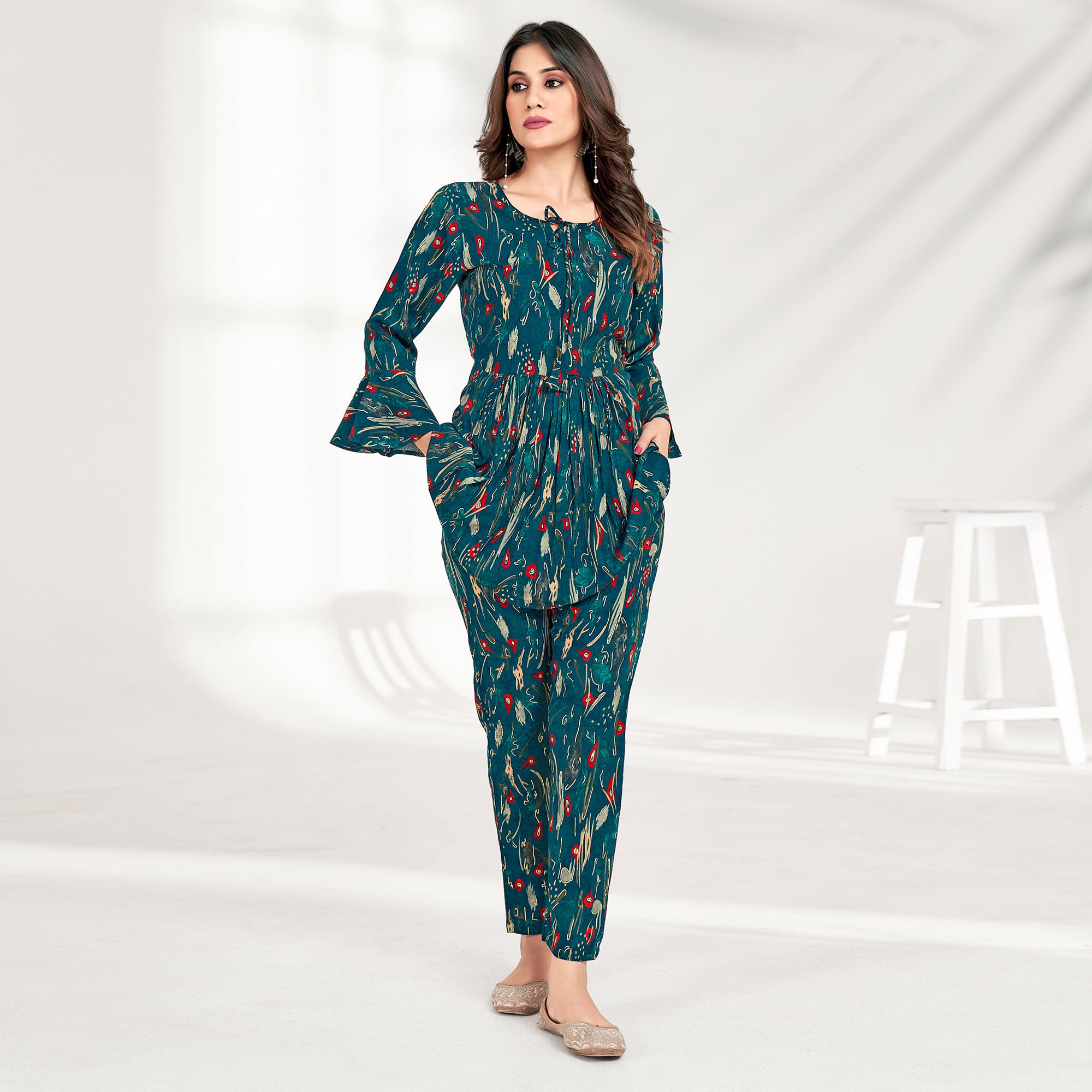 Morpich Foil Printed Rayon Co Ord Set